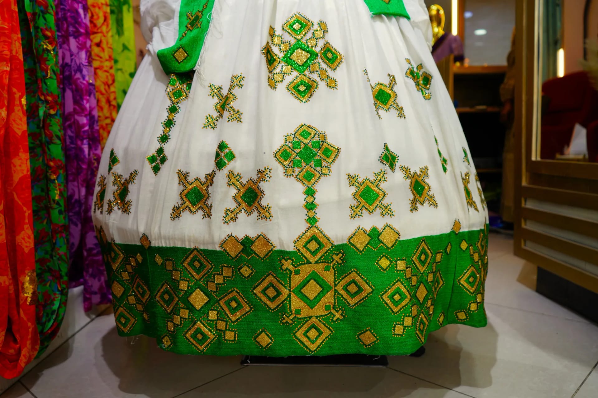 Chiffon, Tibeb kemis, Habesha Kemis, Detail — Honey Chiffon