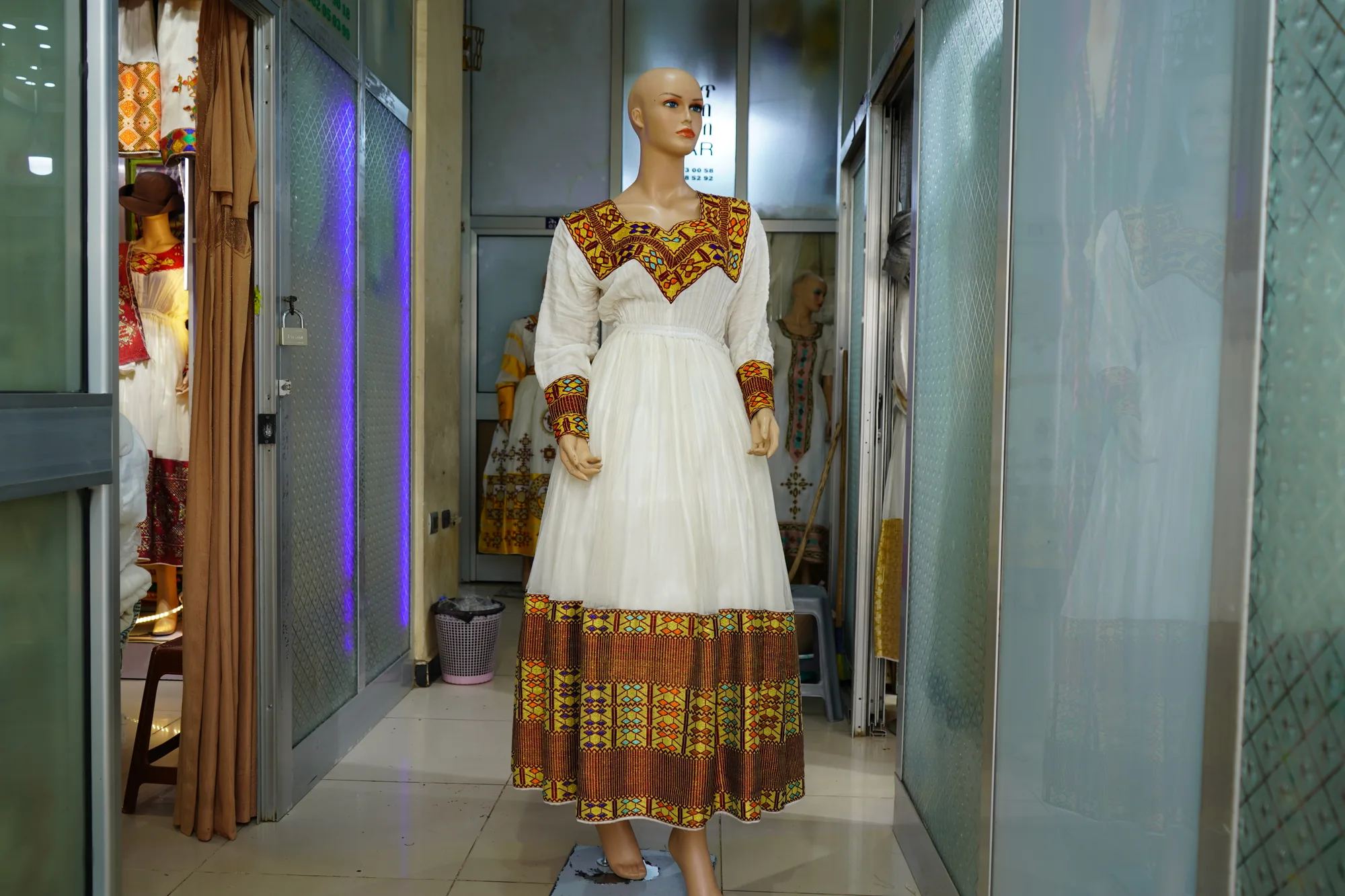 hand made weaven kemis, Gabby, Netela, Shiffon, Habesha Kemis, Hand Made Wool fabric, Front — Mele D Fashion