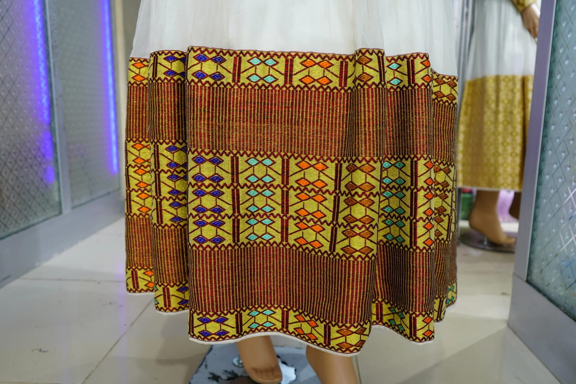 hand made weaven kemis, Gabby, Netela, Shiffon, Habesha Kemis, Hand Made Wool fabric, Detail — Mele D Fashion