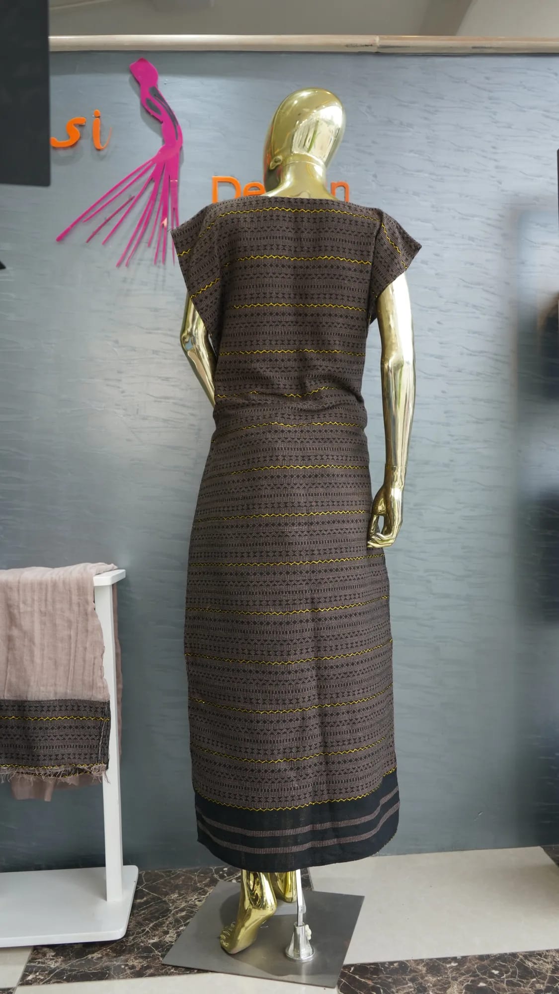 Hand made Tibeb Kemis, Habesha Kemis, Cotton Wool fabric, Back — Elsi Design