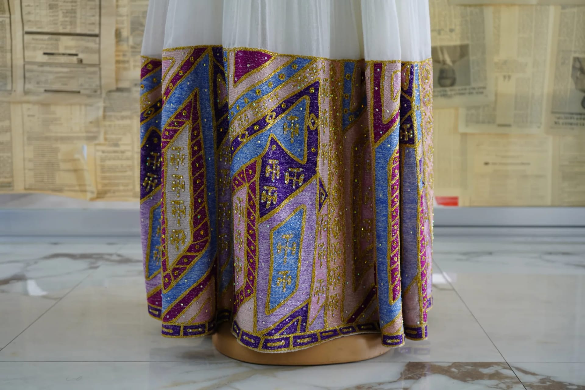 Ethiopian Traditional Women's Formal Dress with Matching Shawl, Habesha Kemis, Detail — Nadis Bridal Zone & Habesh Dress Sell & Rent