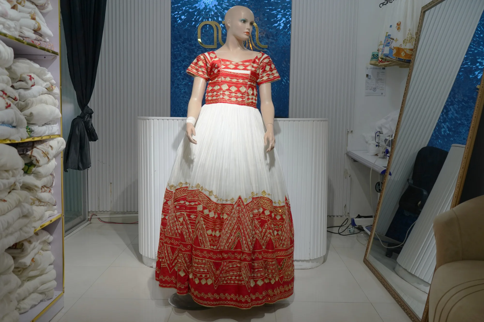 Traditional Ethiopian Habesha Dress, Habesha Kemis, Front — Mesi Tibeb