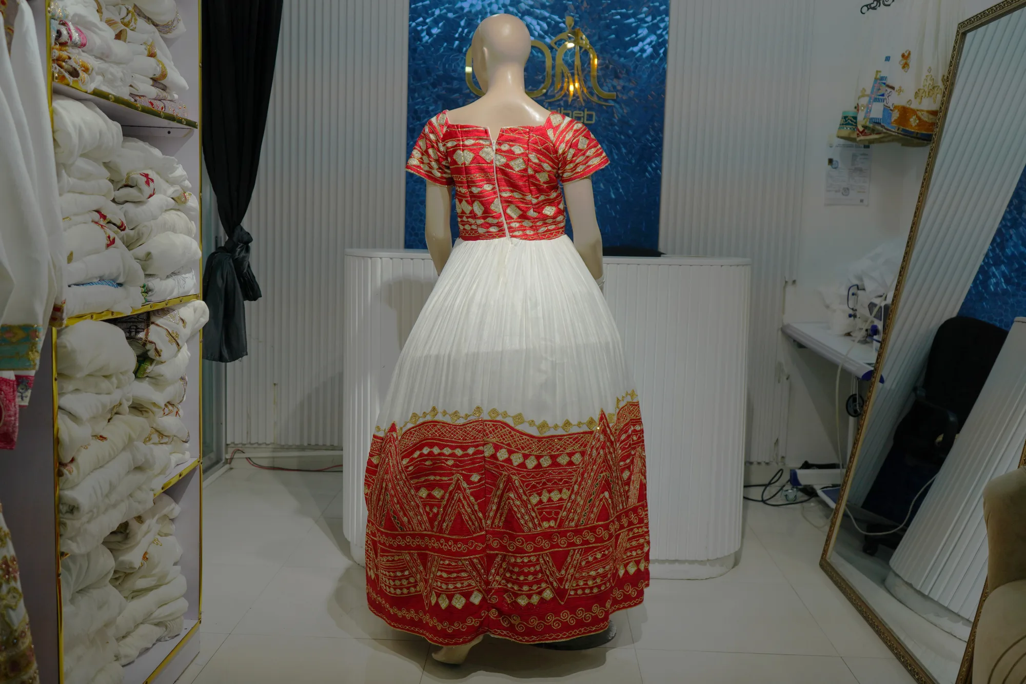 Traditional Ethiopian Habesha Dress, Habesha Kemis, Back — Mesi Tibeb