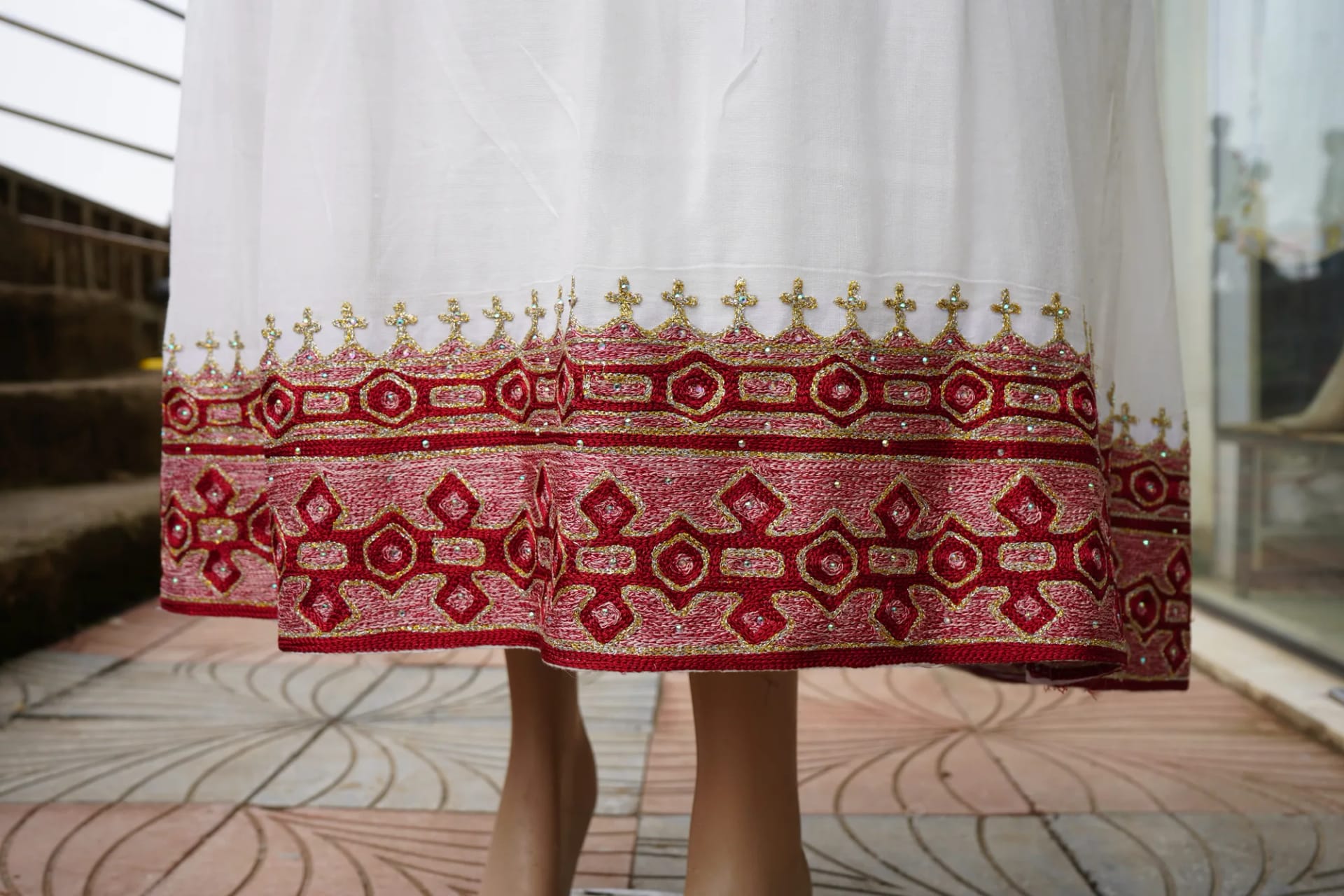 Habesha kemis, Menen fabric, Detail — Tilahun Tibeb
