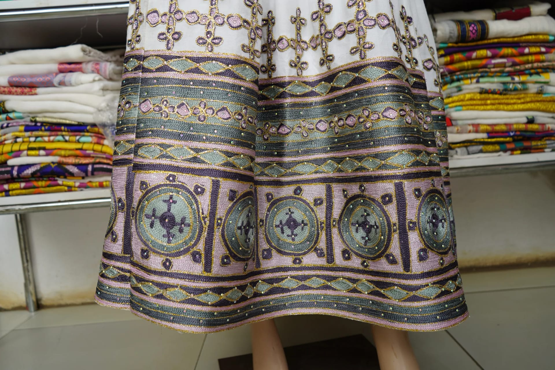 Habesha kemis, Menen, Saba kir fabric, Detail — Ephrem yehager bahil libs meshecha