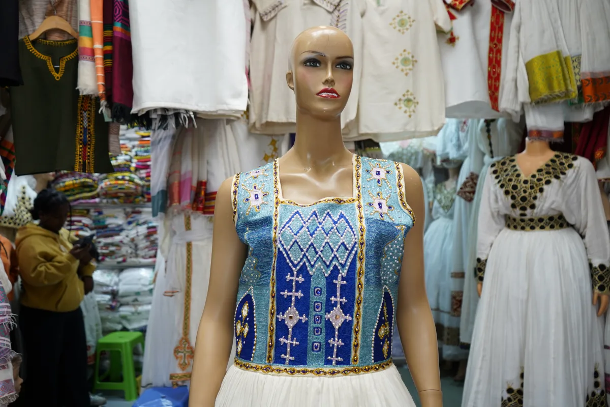 Hand made Tibeb Kemis, Habesha Kemis, Cotton wool fabric, Detail — Tsigereda Design