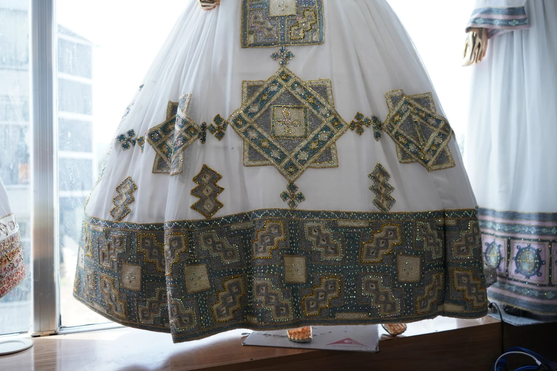 Modern Habesha weeding tibeb kemis, Habesha Kemis, Cotton Wool fabric, Detail — Bilal Habesha Dress