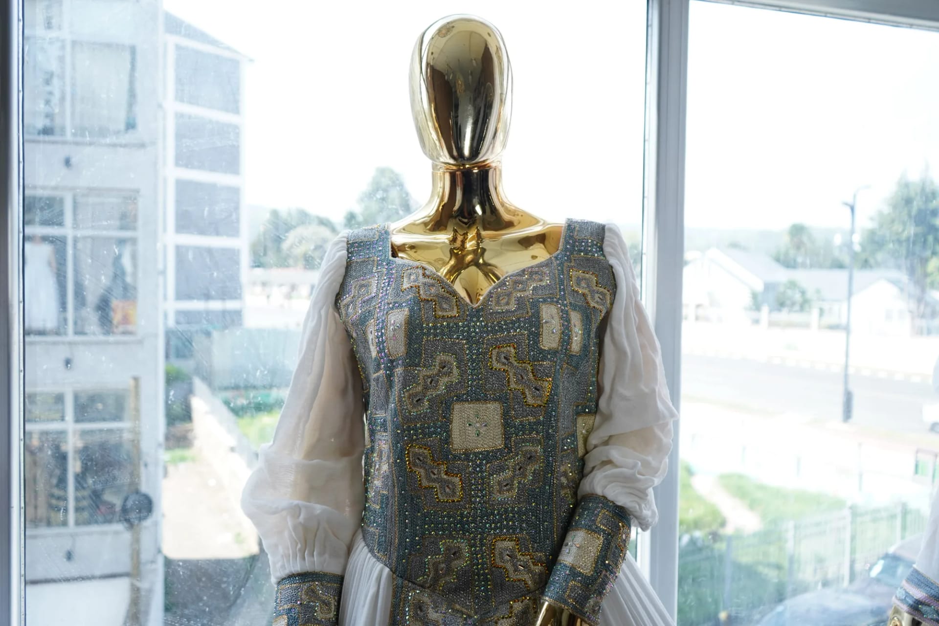 Modern Habesha weeding tibeb kemis, Habesha Kemis, Cotton Wool fabric, Worn — Bilal Habesha Dress