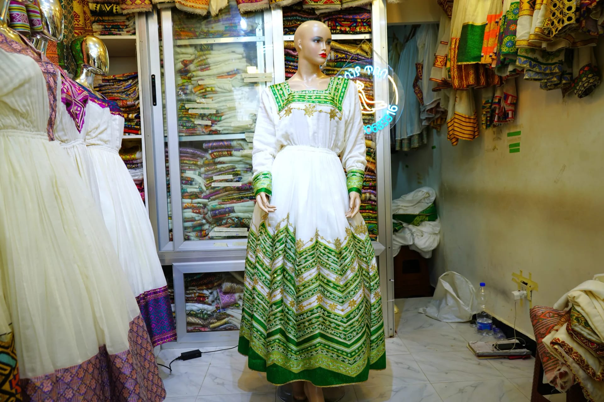 Premium Women's Habesha Kemis, Menen fabric — Abissinya Tibeb