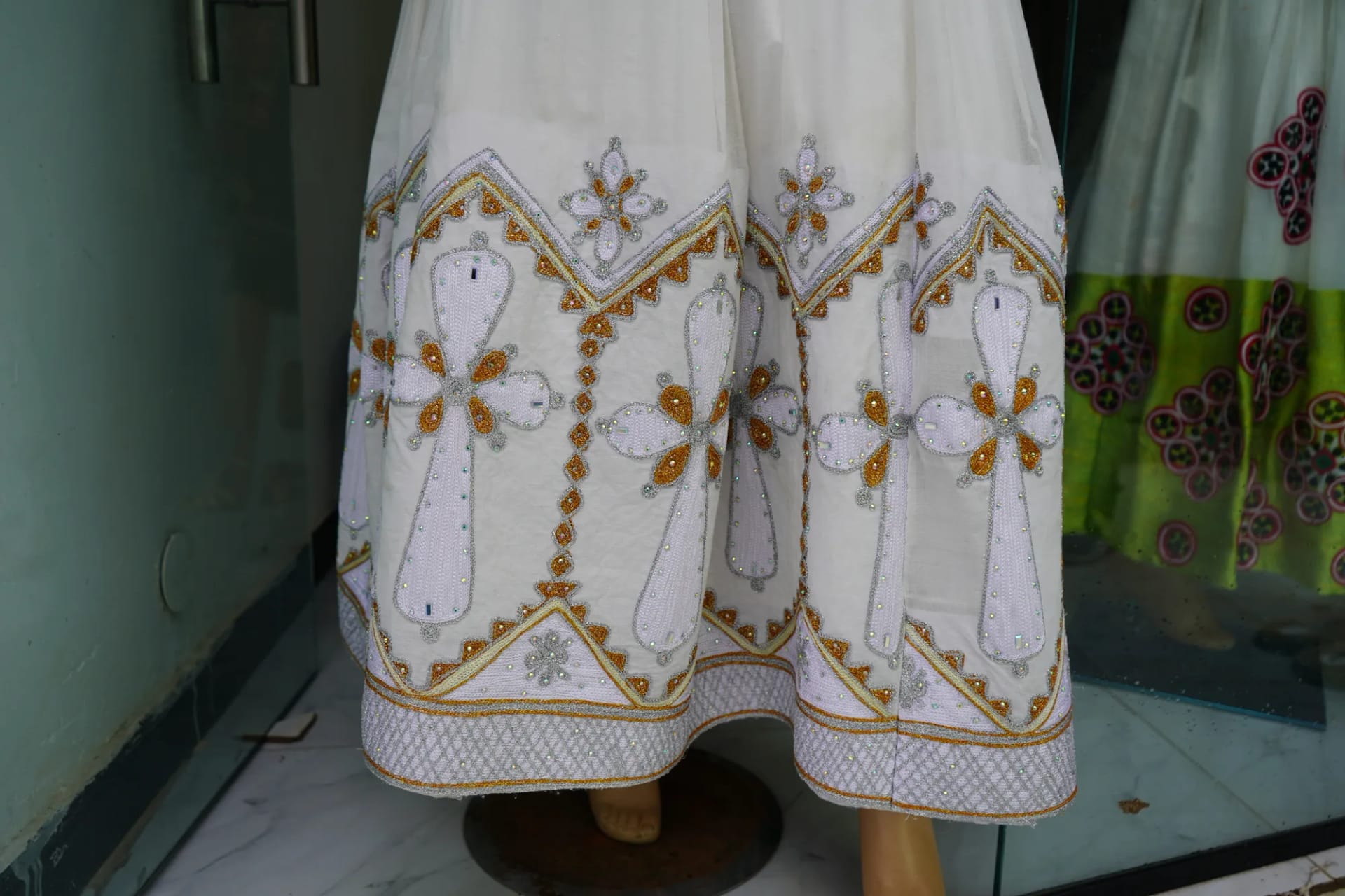 Traditional Ethiopian Cultural Dress Collection, Habesha Kemis, Menen fabric, Detail — Hagerin Enalbis/ Nilu tibeb