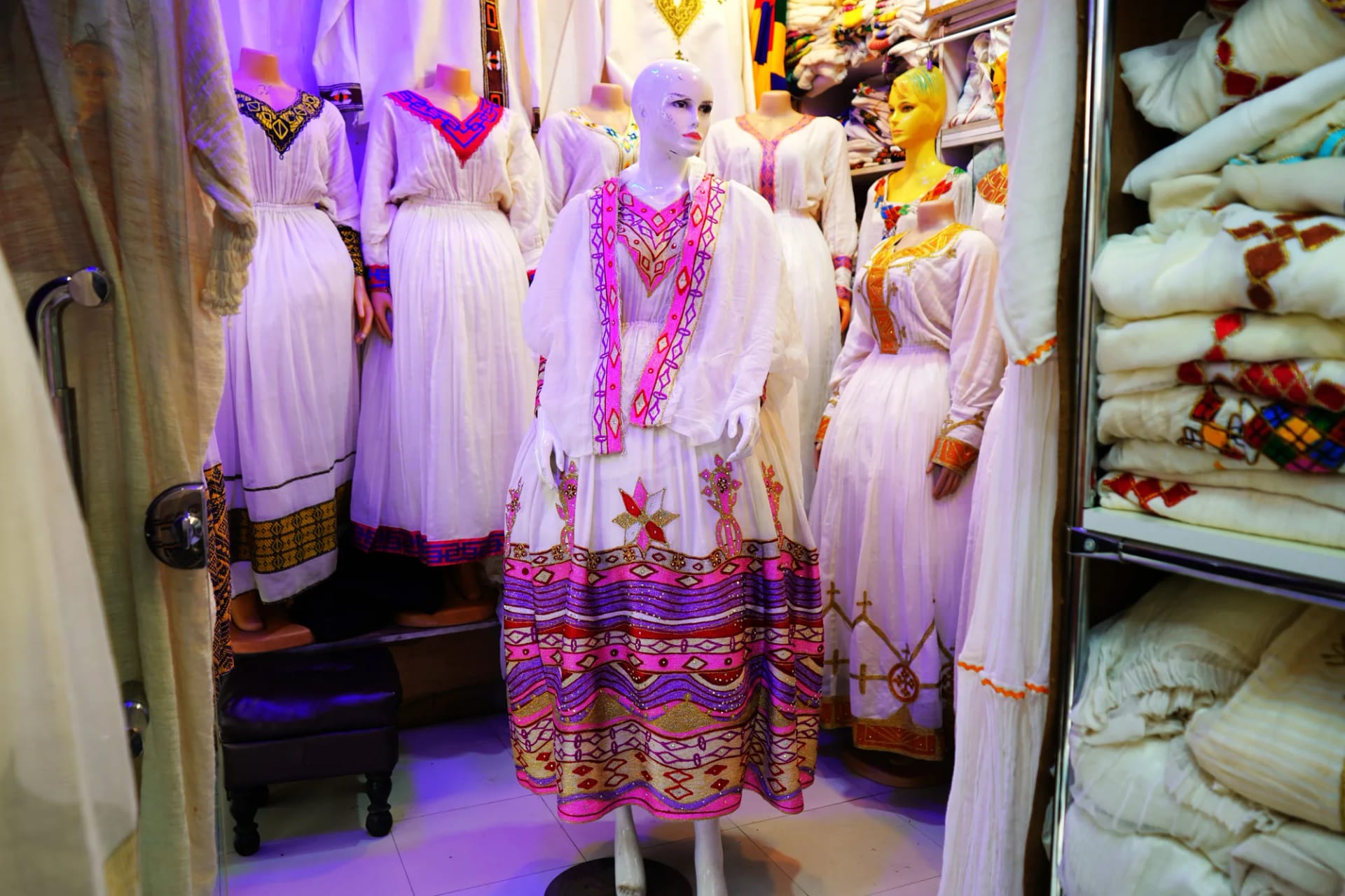 Habesha Kemis, menen tibeb fabric, Front — Temu design/Tibeb