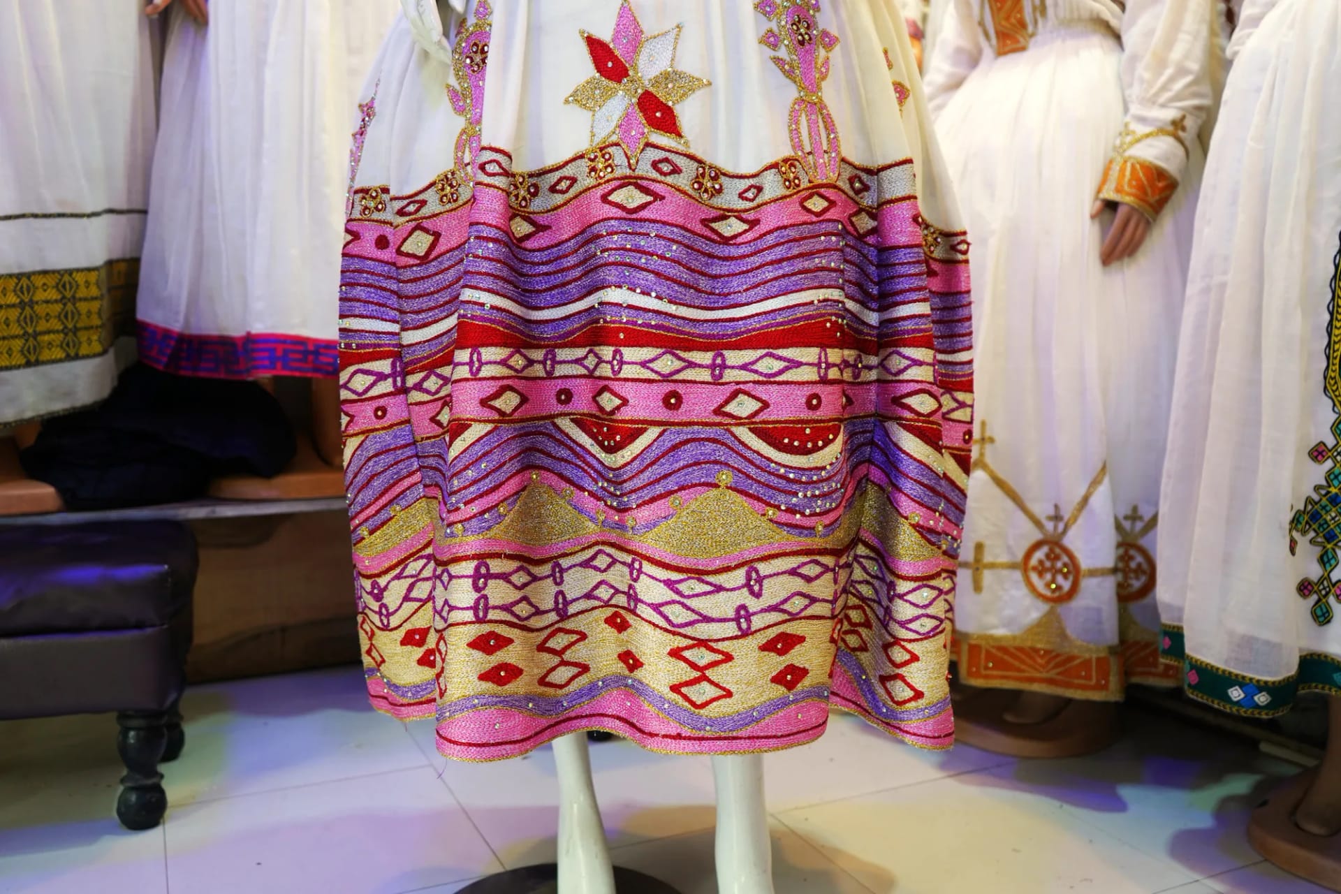 Habesha Kemis, menen tibeb fabric, Detail — Temu design/Tibeb