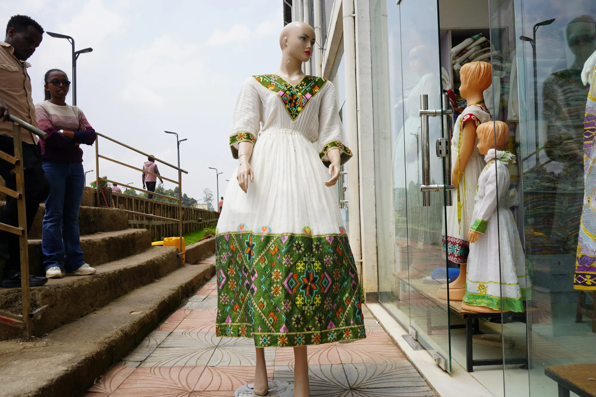 Traditional White Habesha Kemis with Gold Embroidery