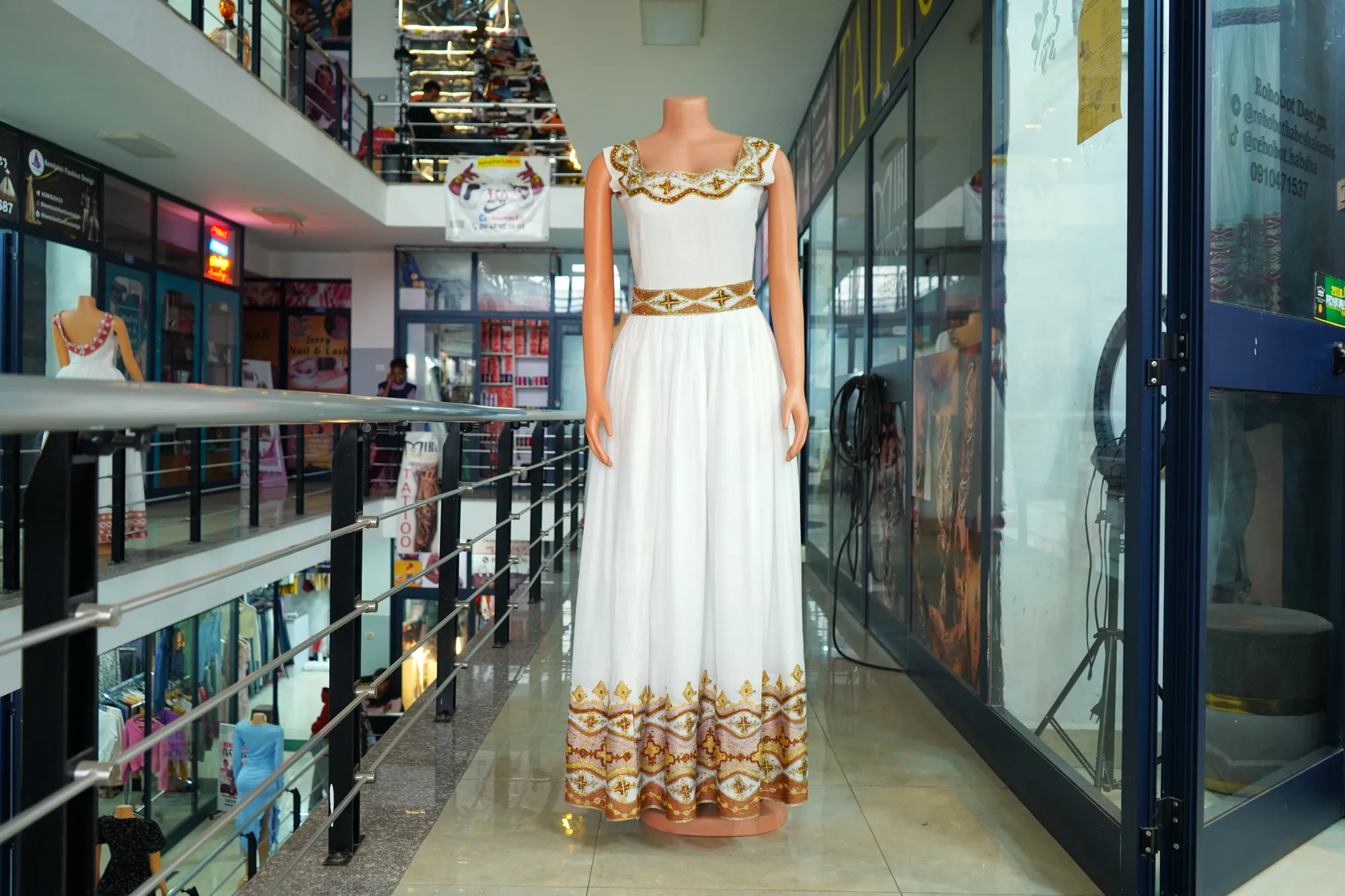 Premium Gondar Wedding Habesha Dress, Habesha Kemis, Menen, Pieces for men fabric, Front — Rohobot Design