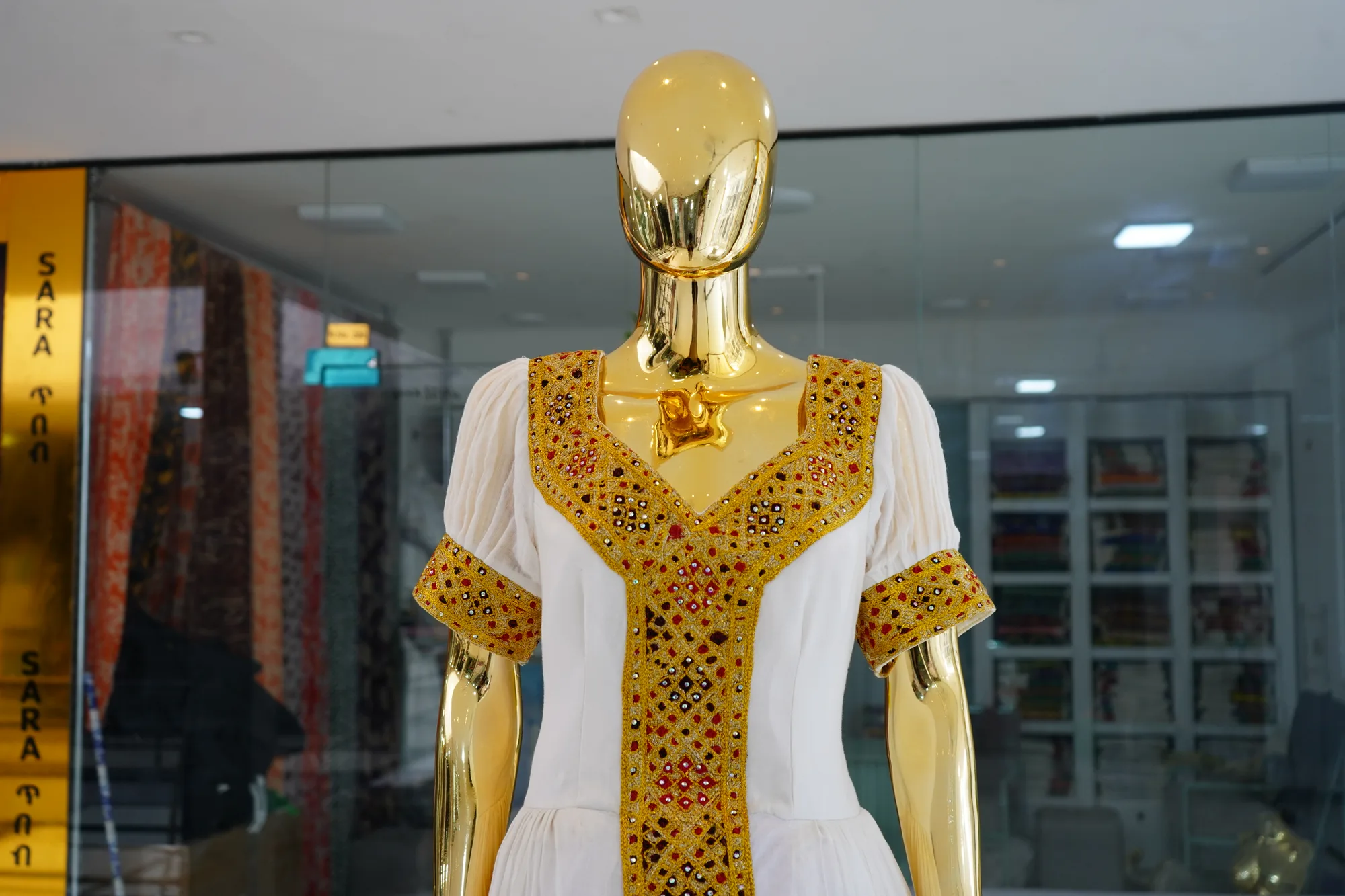 Modern Ethiopian Designer Kemis, Habesha Kemis, Detail — Luna Habesha