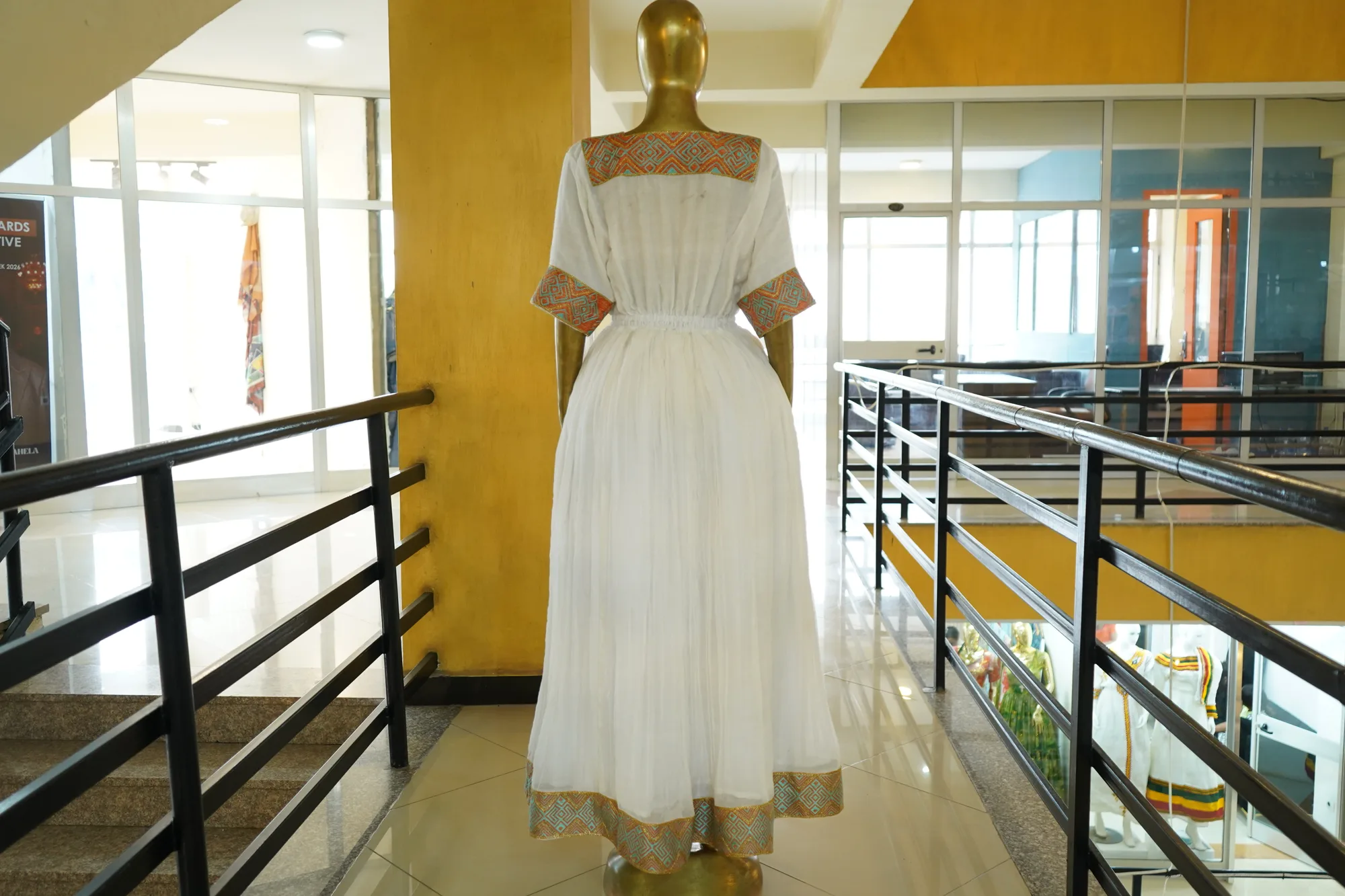 Premium Axum Heritage Habesha Dress, Habesha Kemis, menen, saba fabric, Back — Zena Habesha