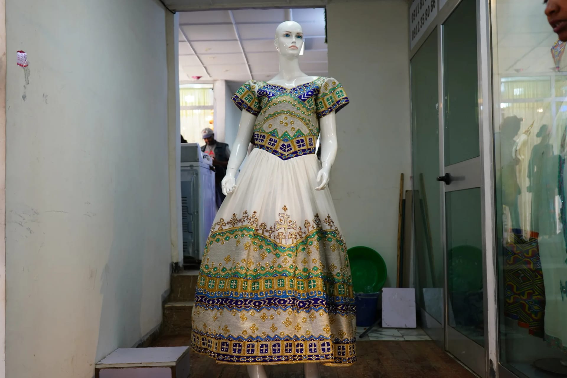 Hand made Weeding Tibeb Kemis, Habesha Kemis, Menen fabric/Cotton wool fabric, Front — Selina Design