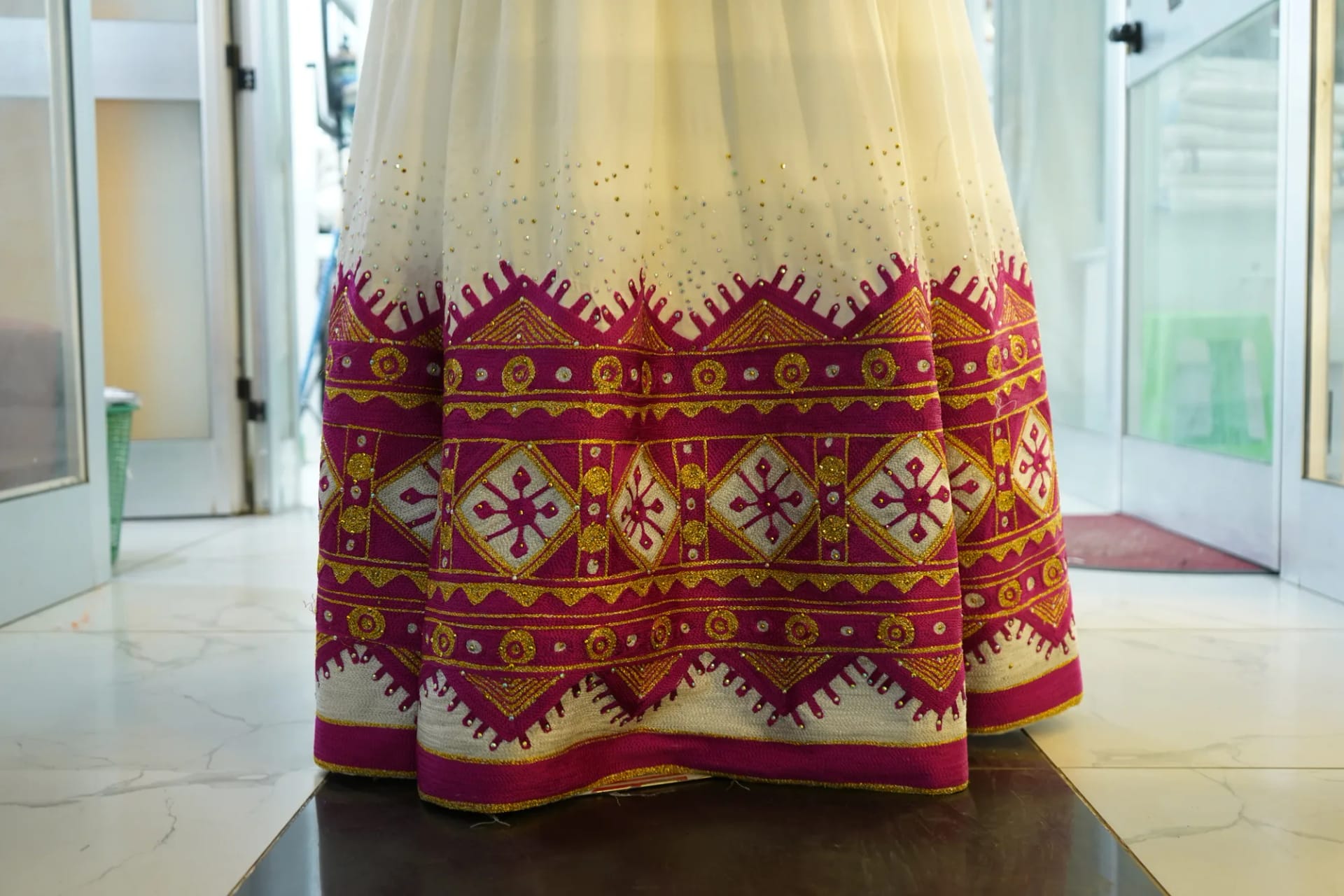 Traditional Ethiopian Tibeb Kemis, Mens T shirt, and Netela, Habesha Kemis, Menen and saba kir fabric, Detail — sadu habesha