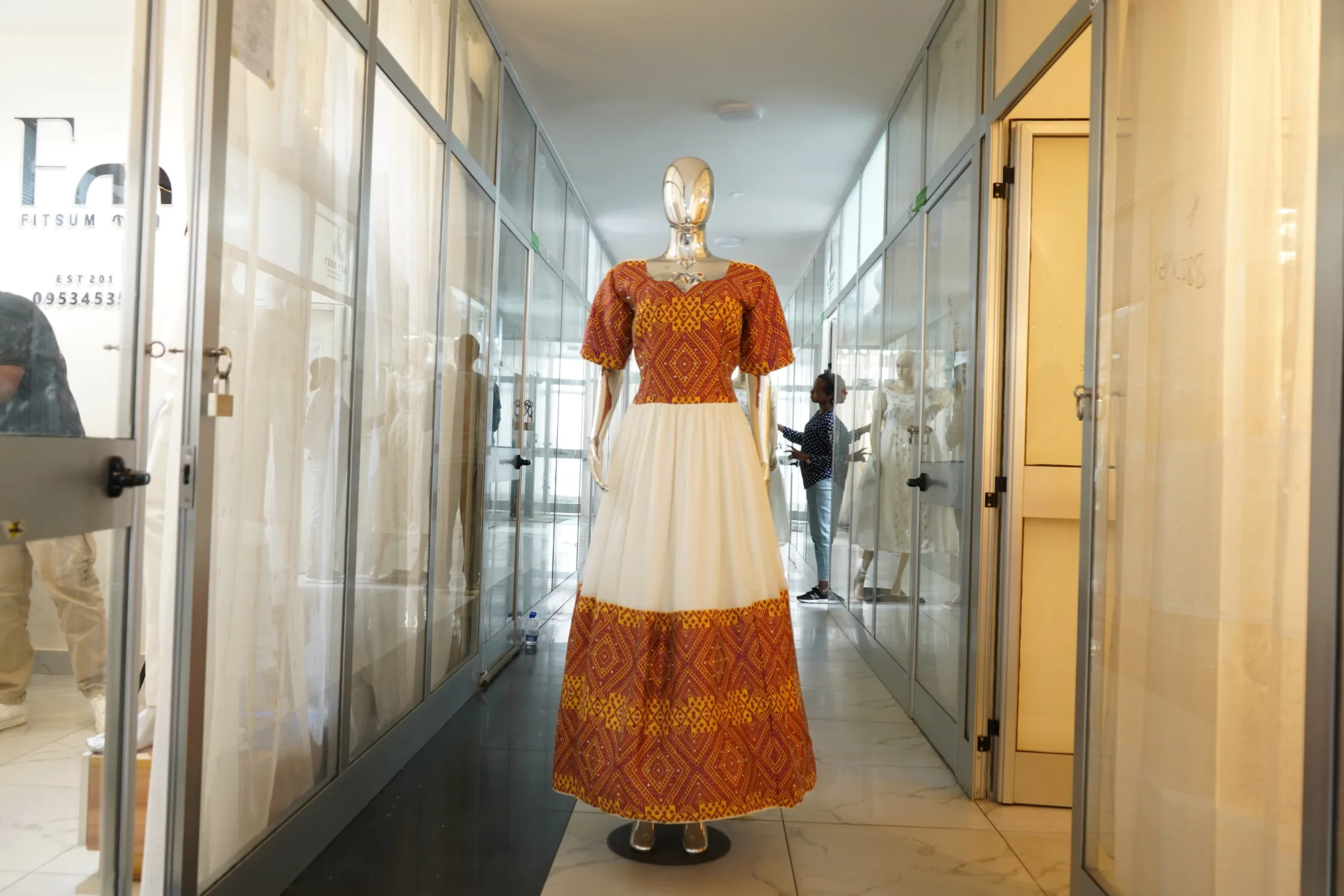 Traditional Ethiopian Tibeb Kemis, Mens T shirt, and Netela, Habesha Kemis, Menen and saba kir fabric, Front — Eden Design