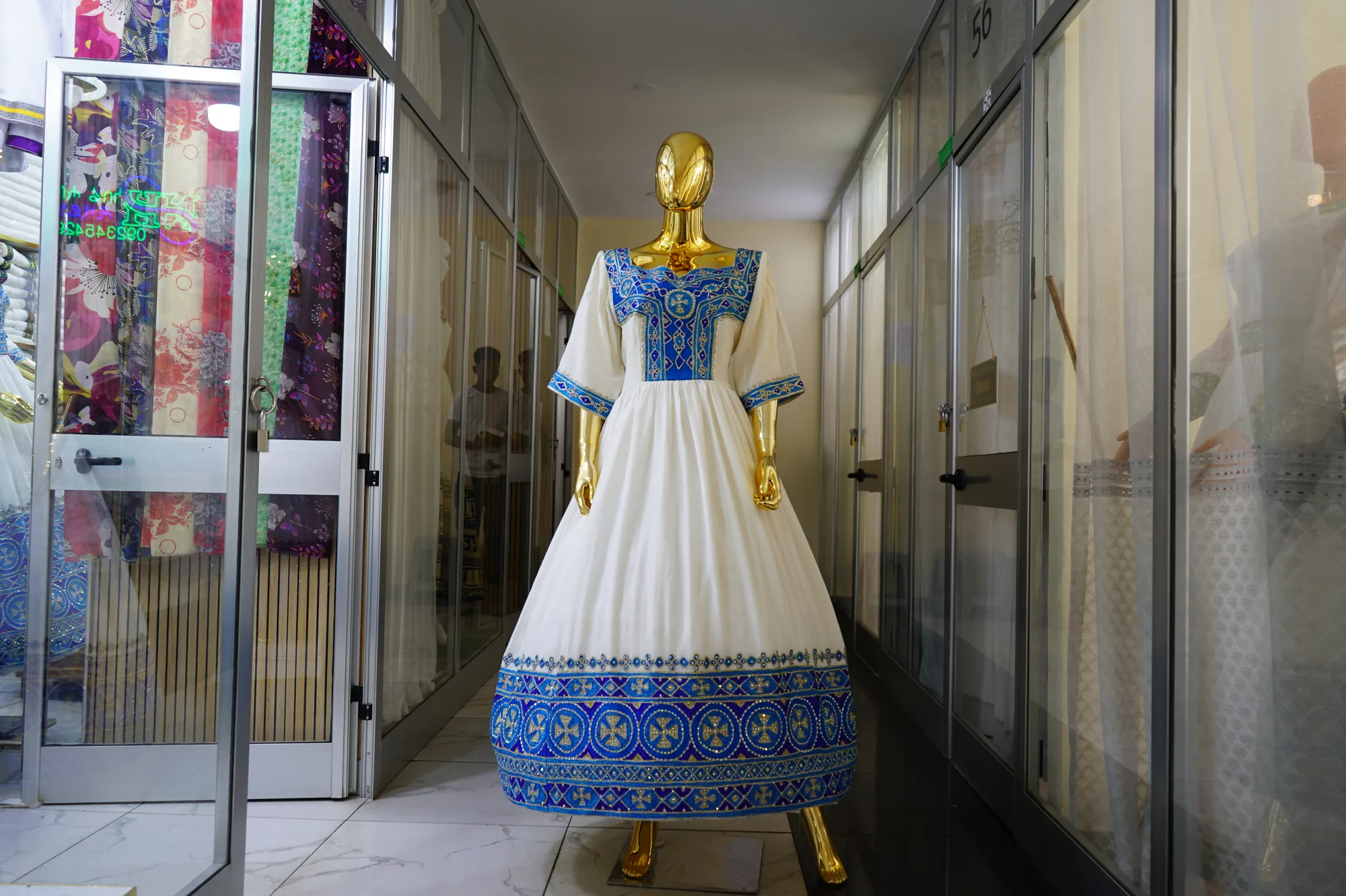 Handmade traditional Ethiopian wedding kemis., Habesha Kemis, Cotton Wool fabric, Front — Nesro Design