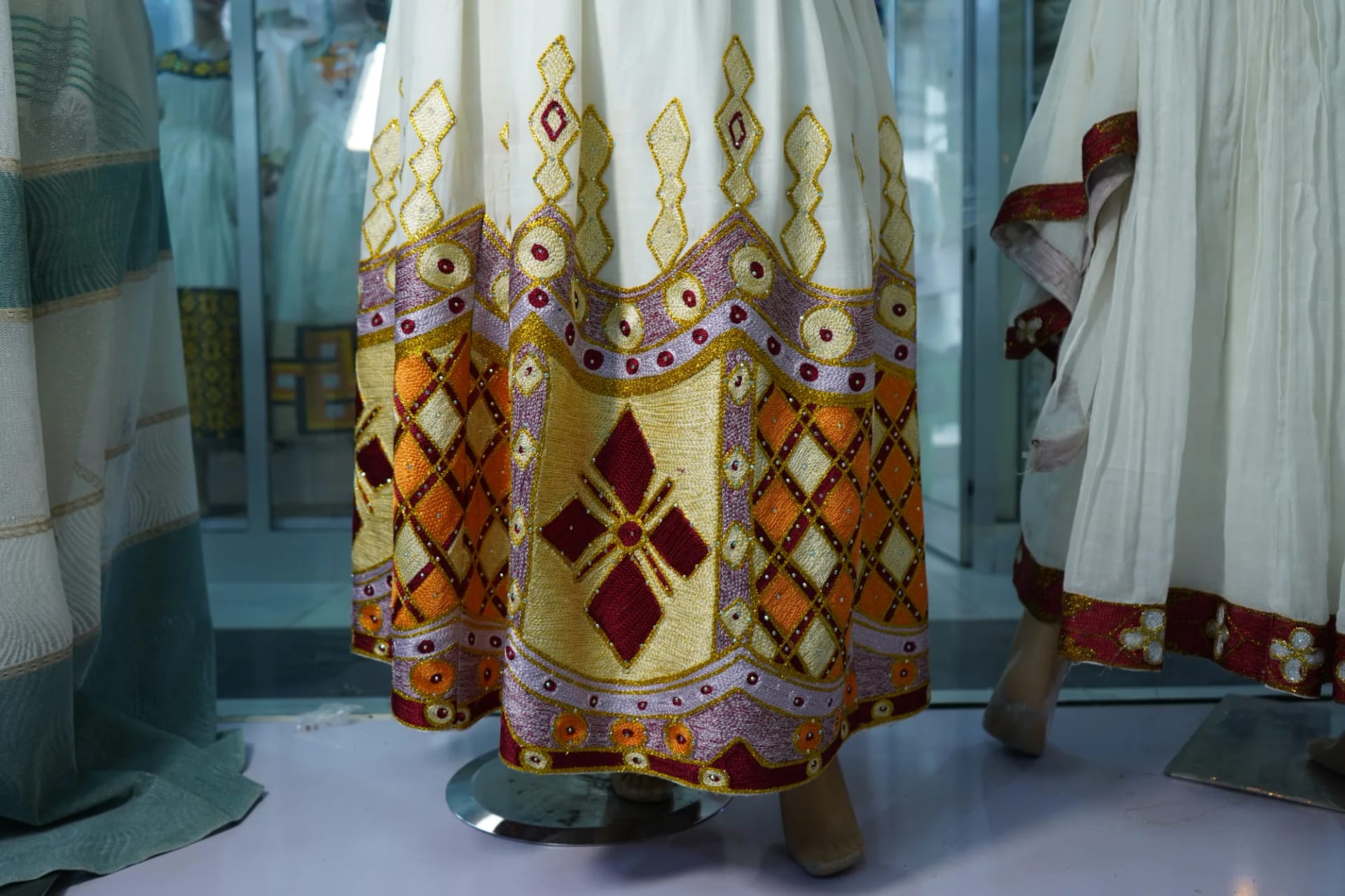 Habeshan Weeding Tibeb Kemis with men shirt, Habesha Kemis, Menen, Saba fabric, Detail — Kal Designs
