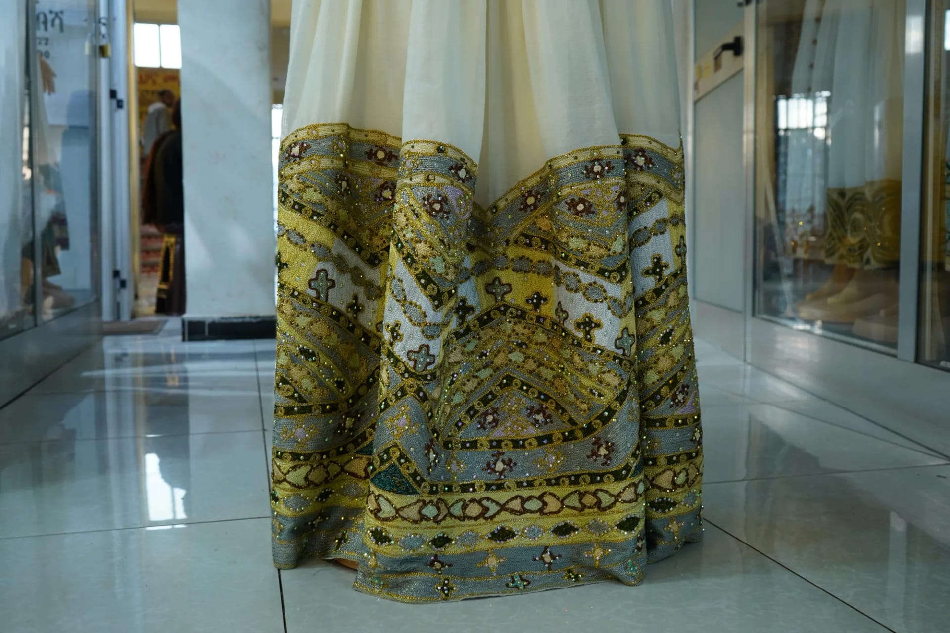 Habeshan Weeding Tibeb Kemis with men shirt, Habesha Kemis, Menen, Saba fabric, Detail — Kidanemihiret habesha libs
