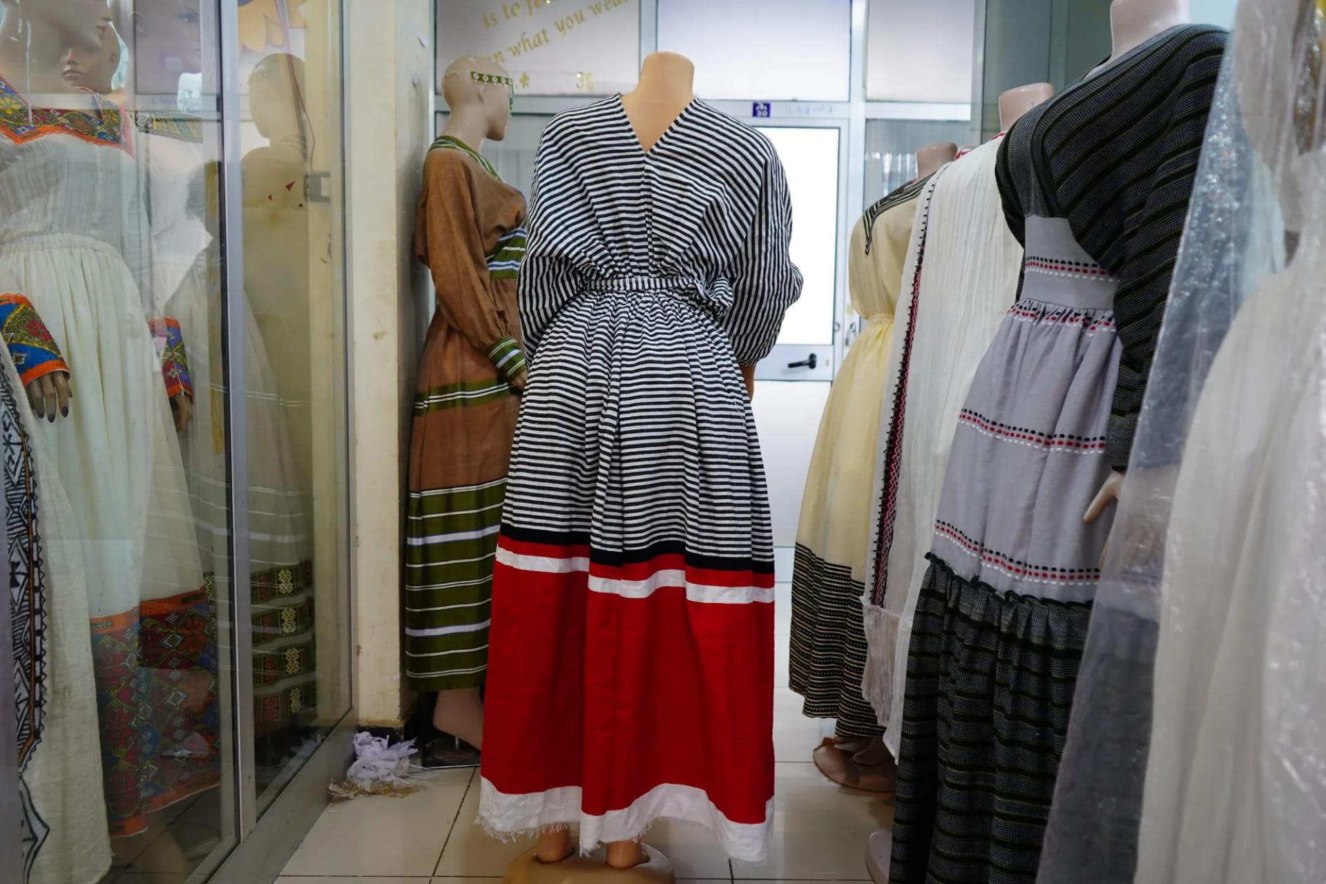 Ethiopian Designer Fusion Dress, Habesha Kemis, Back — Wako Fashion Design