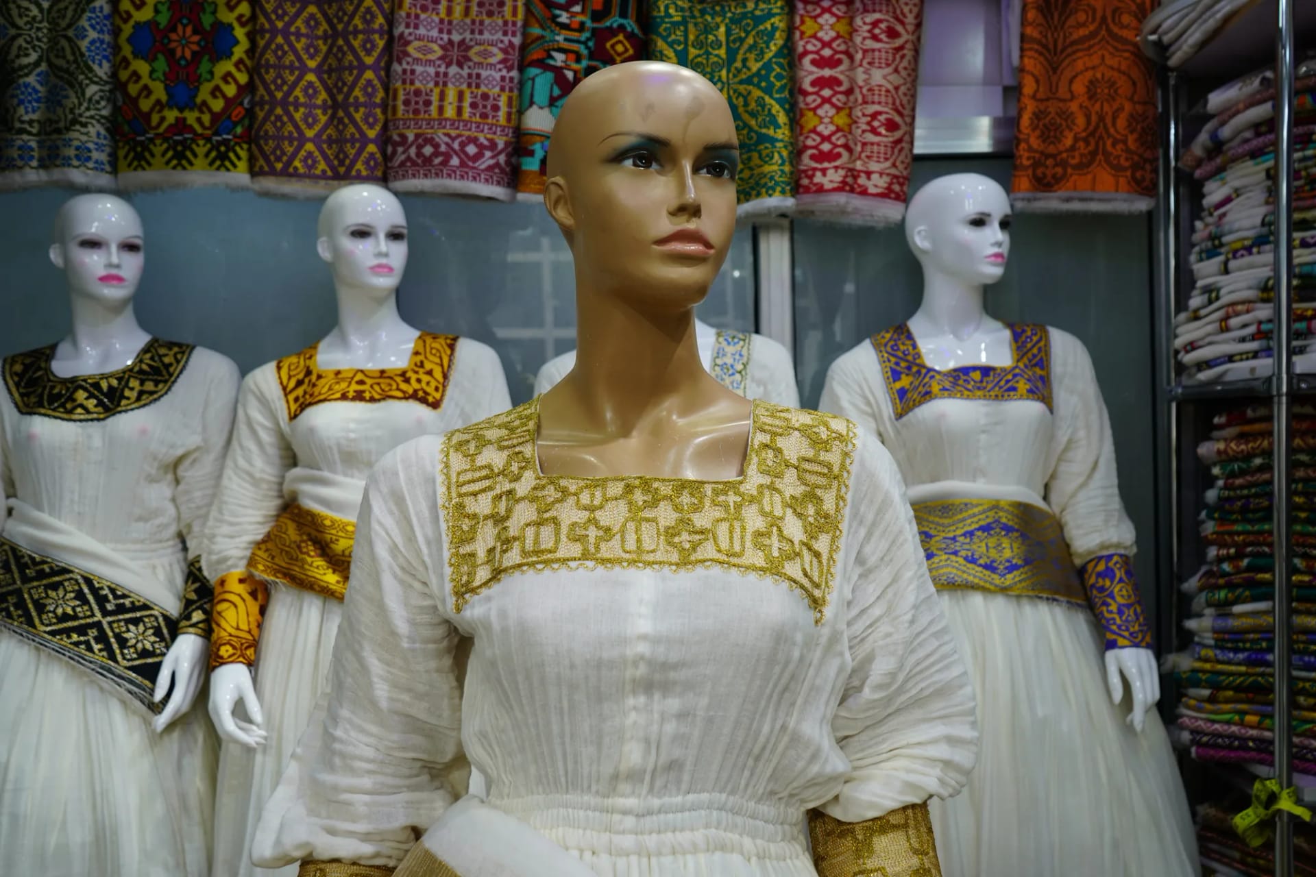 Regional Ethiopian Cultural Costume, Habesha Kemis, Menen, saba kir fabric, Worn — Menbi Ager Bahil libs