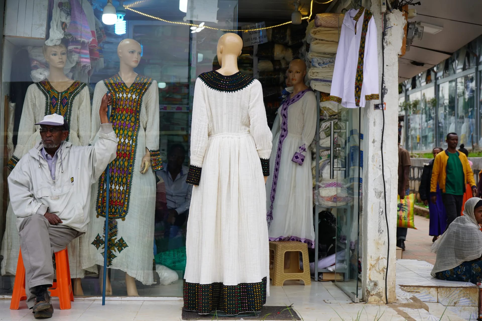 Minimalist Habesha Kemis with Gold Border, Back — Modern Tibeb