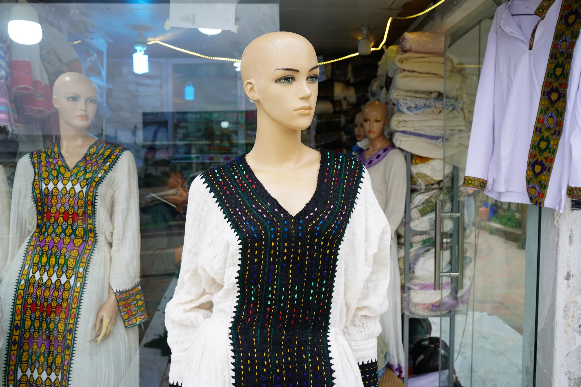 Minimalist Habesha Kemis with Gold Border, Detail — Modern Tibeb