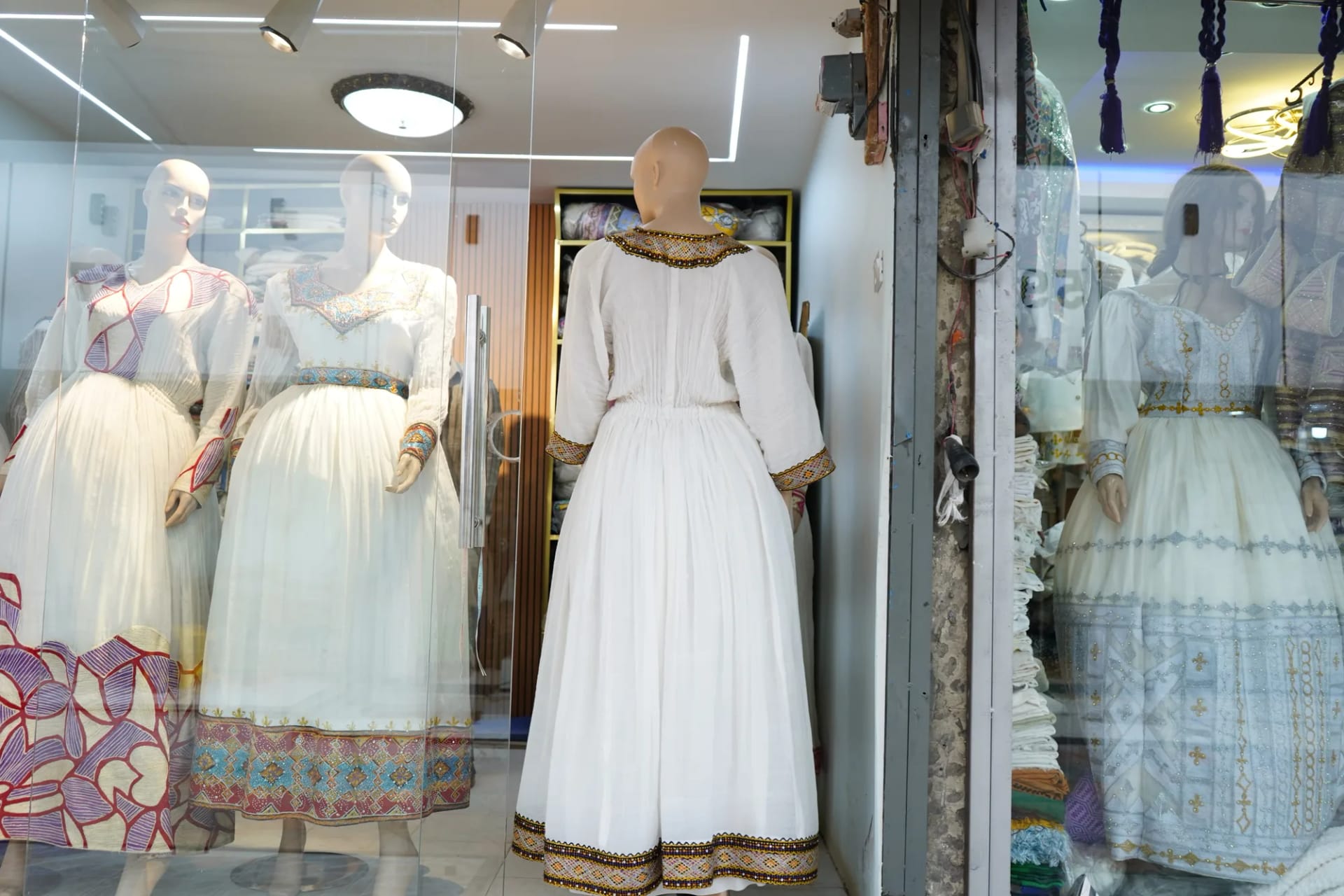 Luxury Ethiopian Wedding Kemis, Habesha Kemis, All kinds fabric, Back — Yoseph Shemane