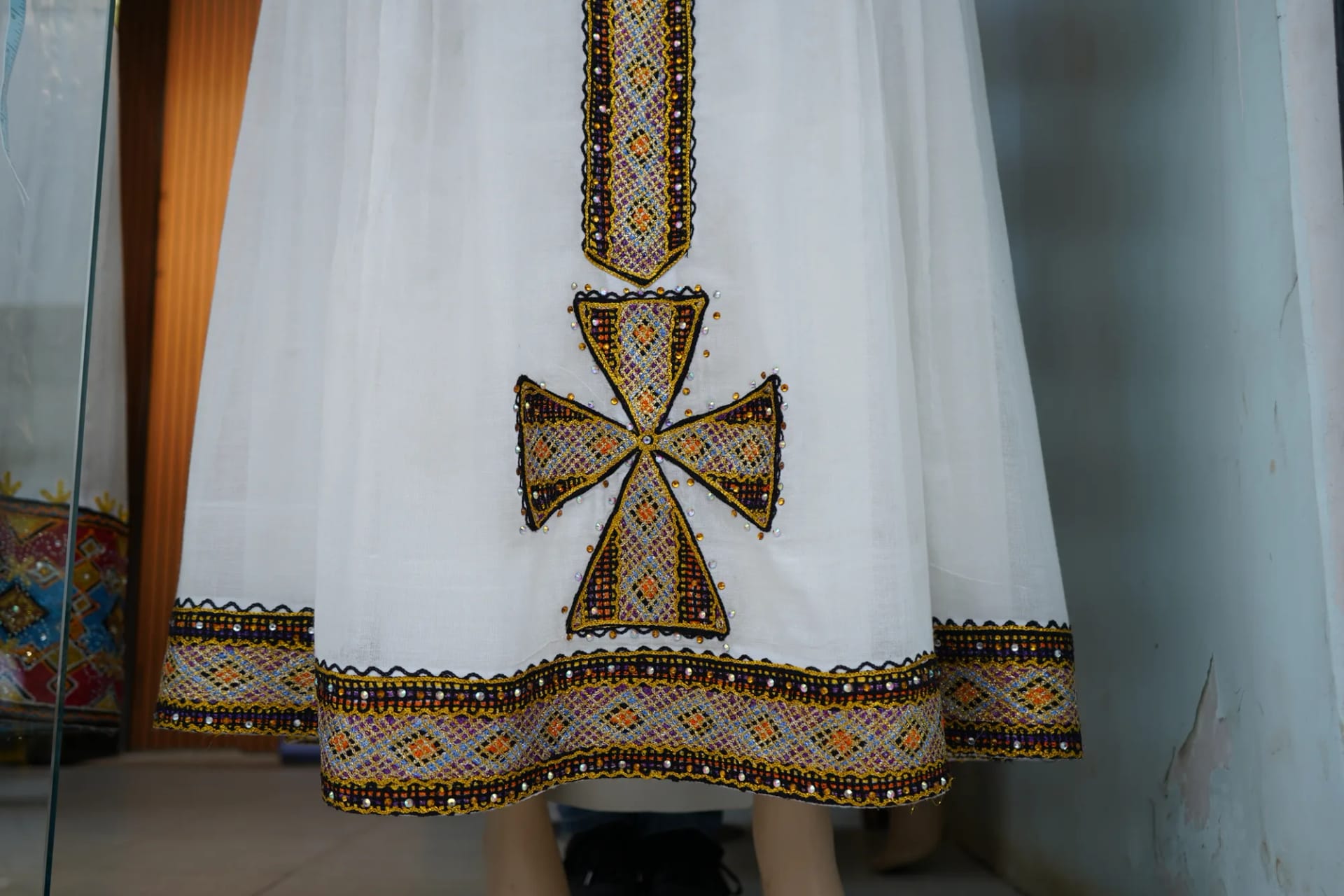 Luxury Ethiopian Wedding Kemis, Habesha Kemis, All kinds fabric, Detail — Yoseph Shemane