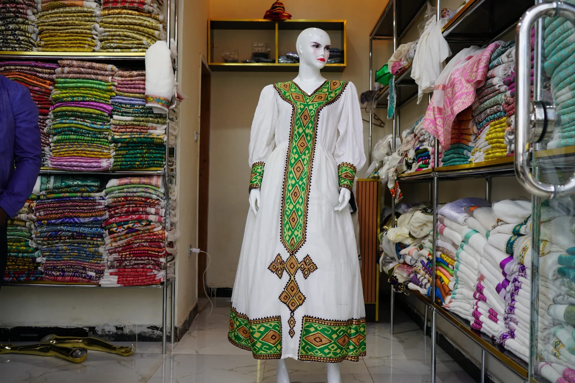 Habesha weeding kemis, Tibeb T-shirt, Habesha Kemis, Menen cotton wool fabric, Front — Habesha Dress