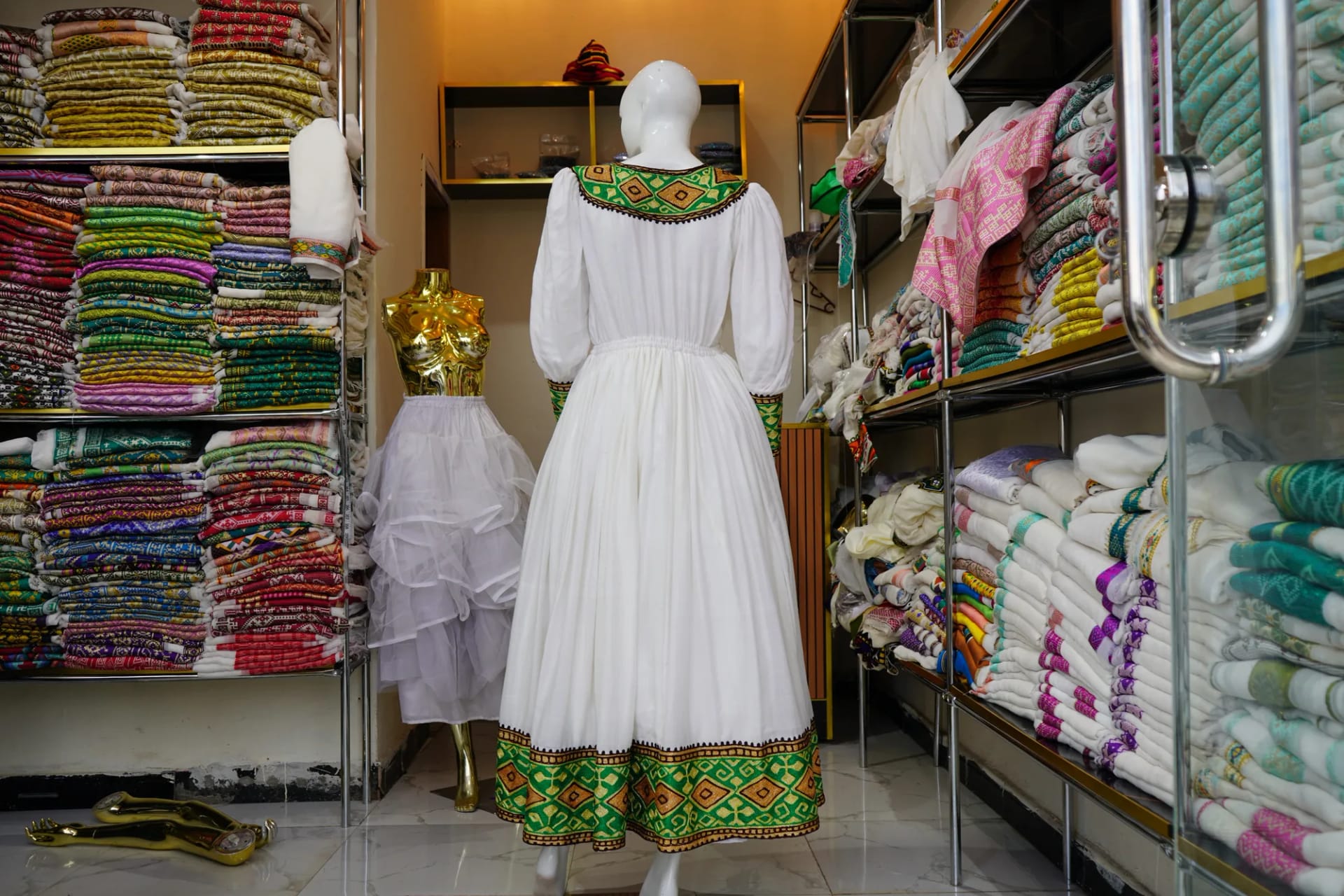 Habesha weeding kemis, Tibeb T-shirt, Habesha Kemis, Menen cotton wool fabric, Back — Habesha Dress