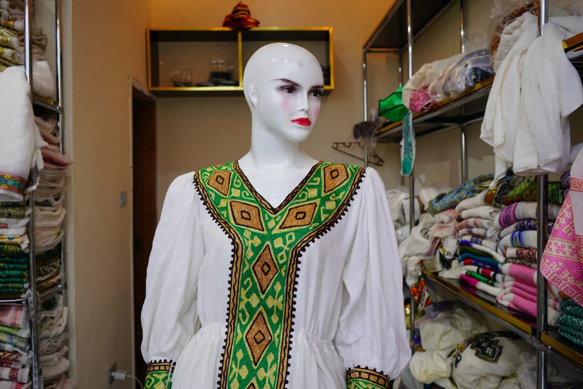 Habesha weeding kemis, Tibeb T-shirt, Habesha Kemis, Menen cotton wool fabric, Worn — Habesha Dress