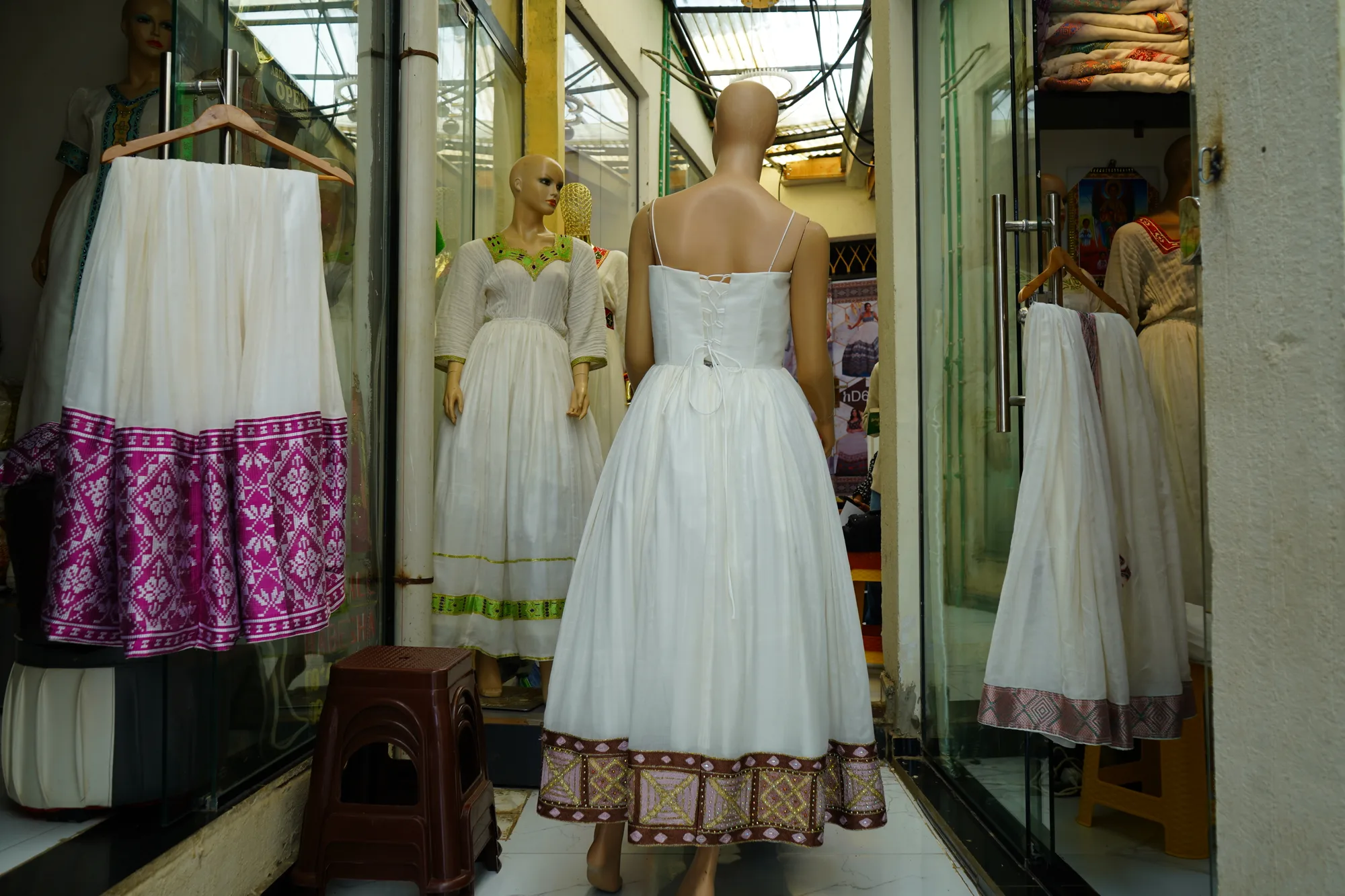 Elegant Habesha Evening Gown, Habesha Kemis, Menen, Saba, Werkzeb fabric, Back — Ma Design