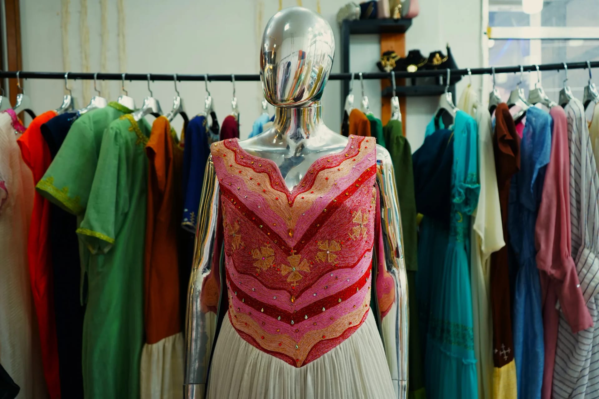 Luxury Handwoven Ethiopian Bridal Dress, Habesha Kemis, Menen, Saba, Werkzeb fabric, Worn — Freta Design