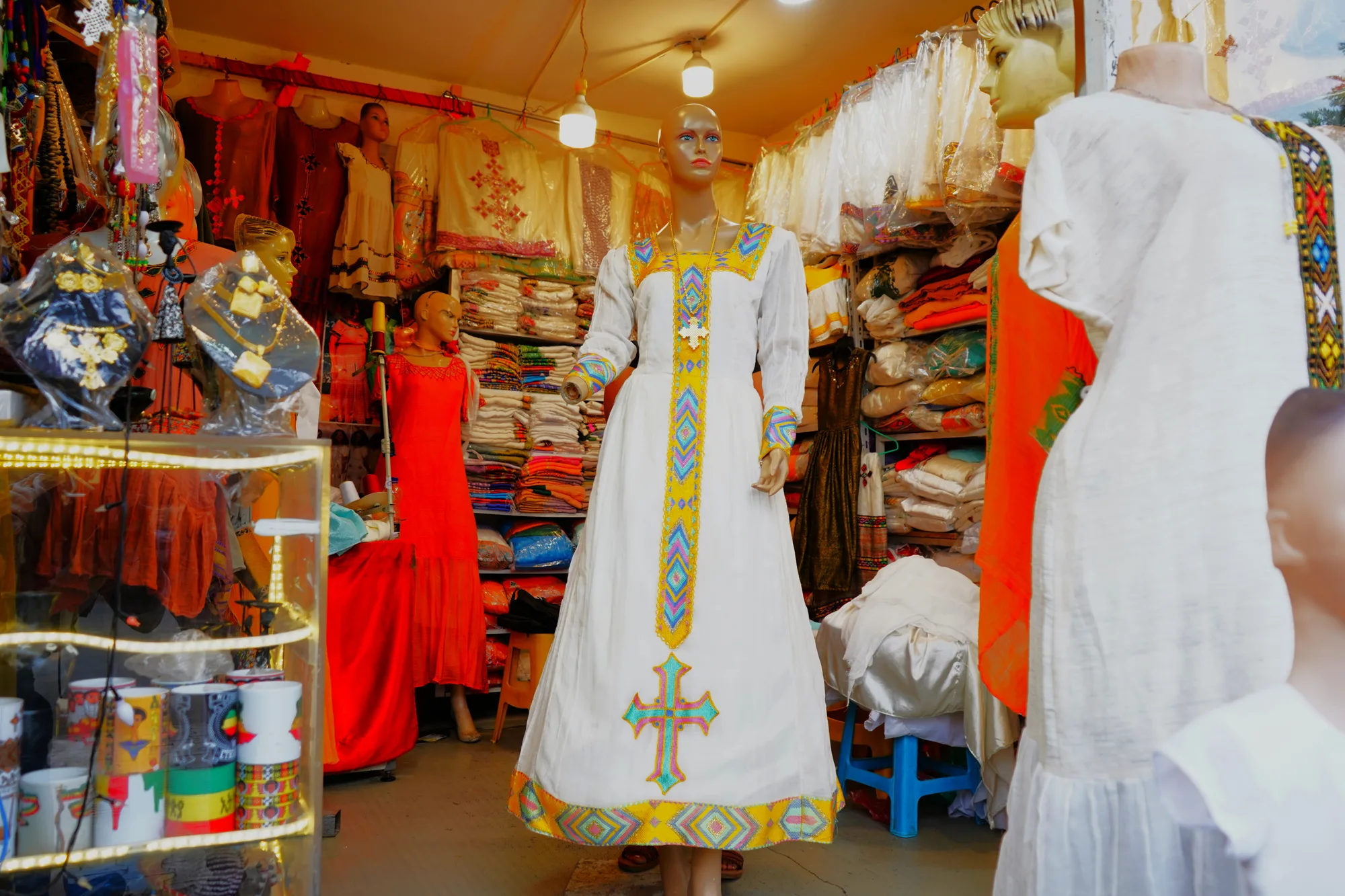 Premium Gojjam Habesha Kemis with Colorful Tibeb