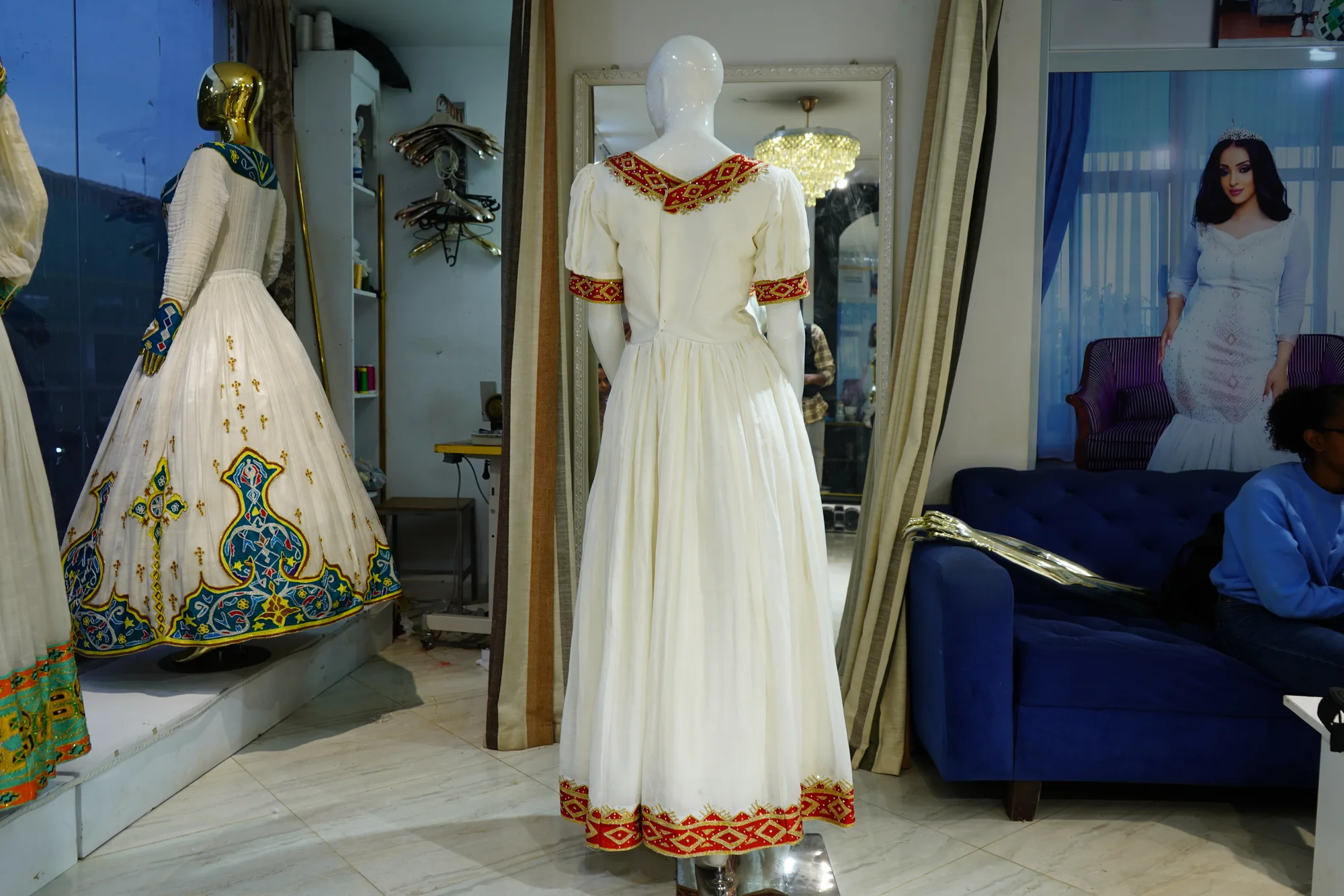 Luxury Men's Habesha Traditional Suit, Habesha Kemis, Back — Sisay Design