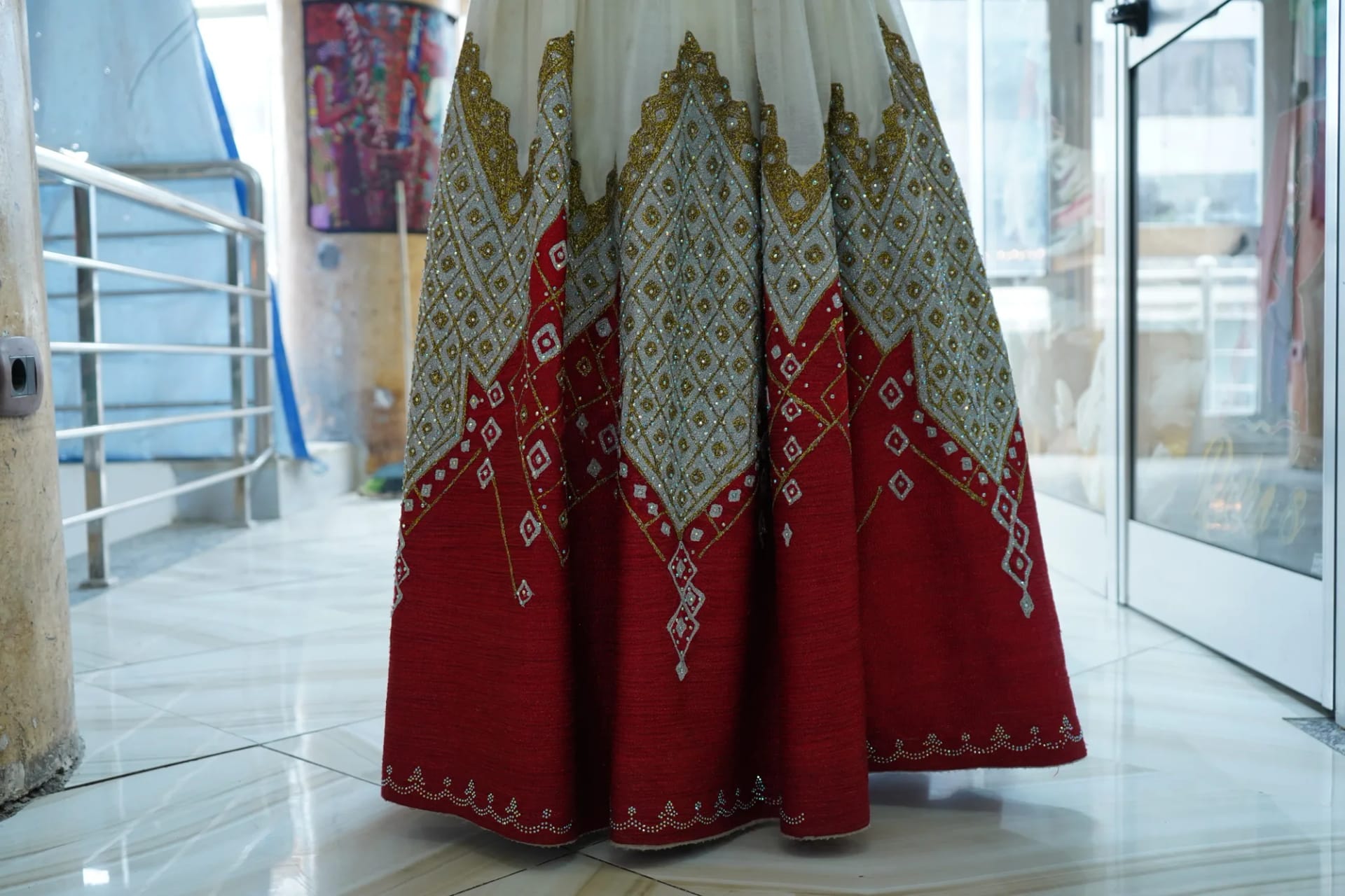 Contemporary Ethiopian Designer Dress, Habesha Kemis, Menen fabric, Detail — Richo Clothing