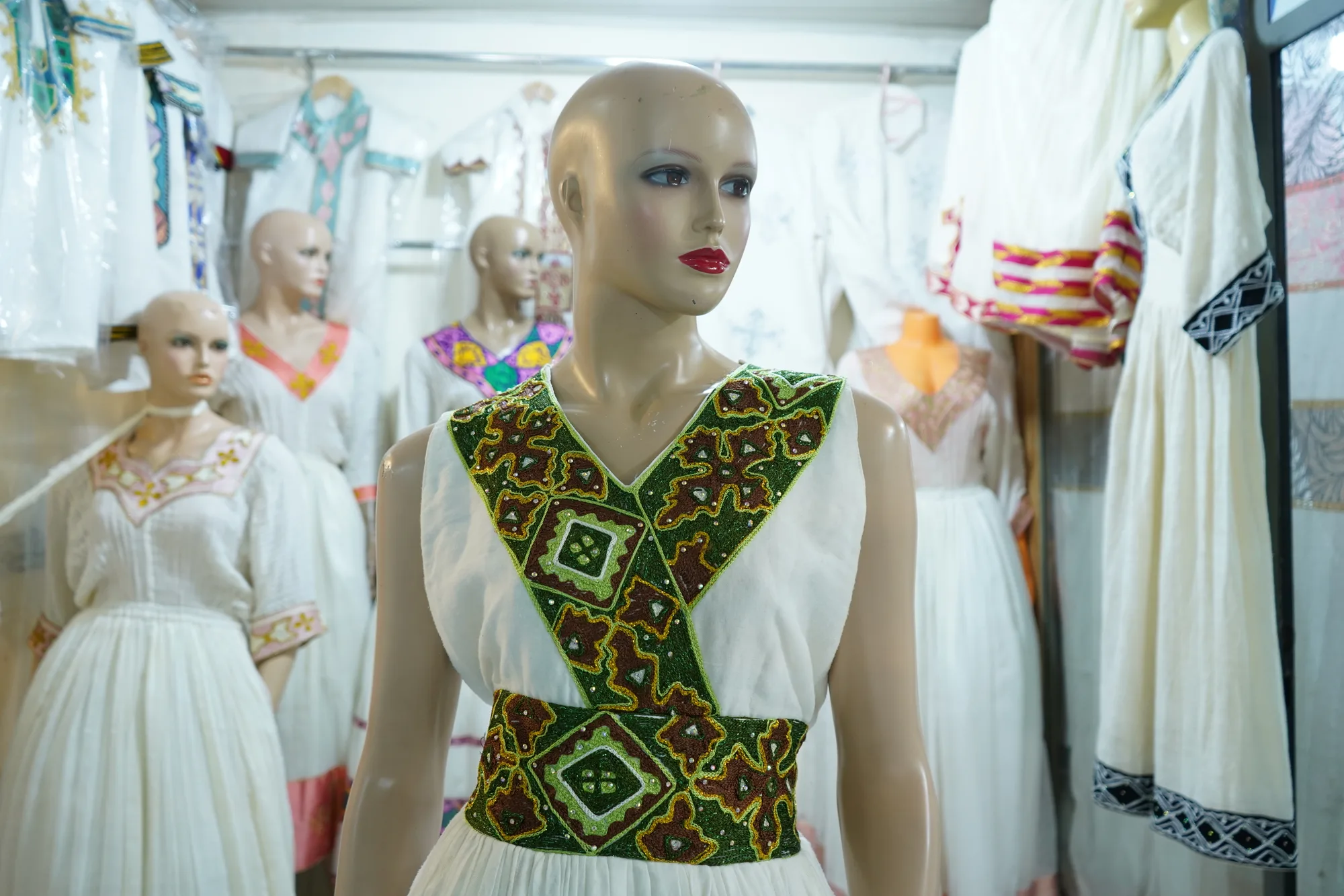 Authentic Ethiopian Regional Heritage Outfit, Habesha Kemis, Menen fabric, Worn — Selam Ye Behal Alibasat