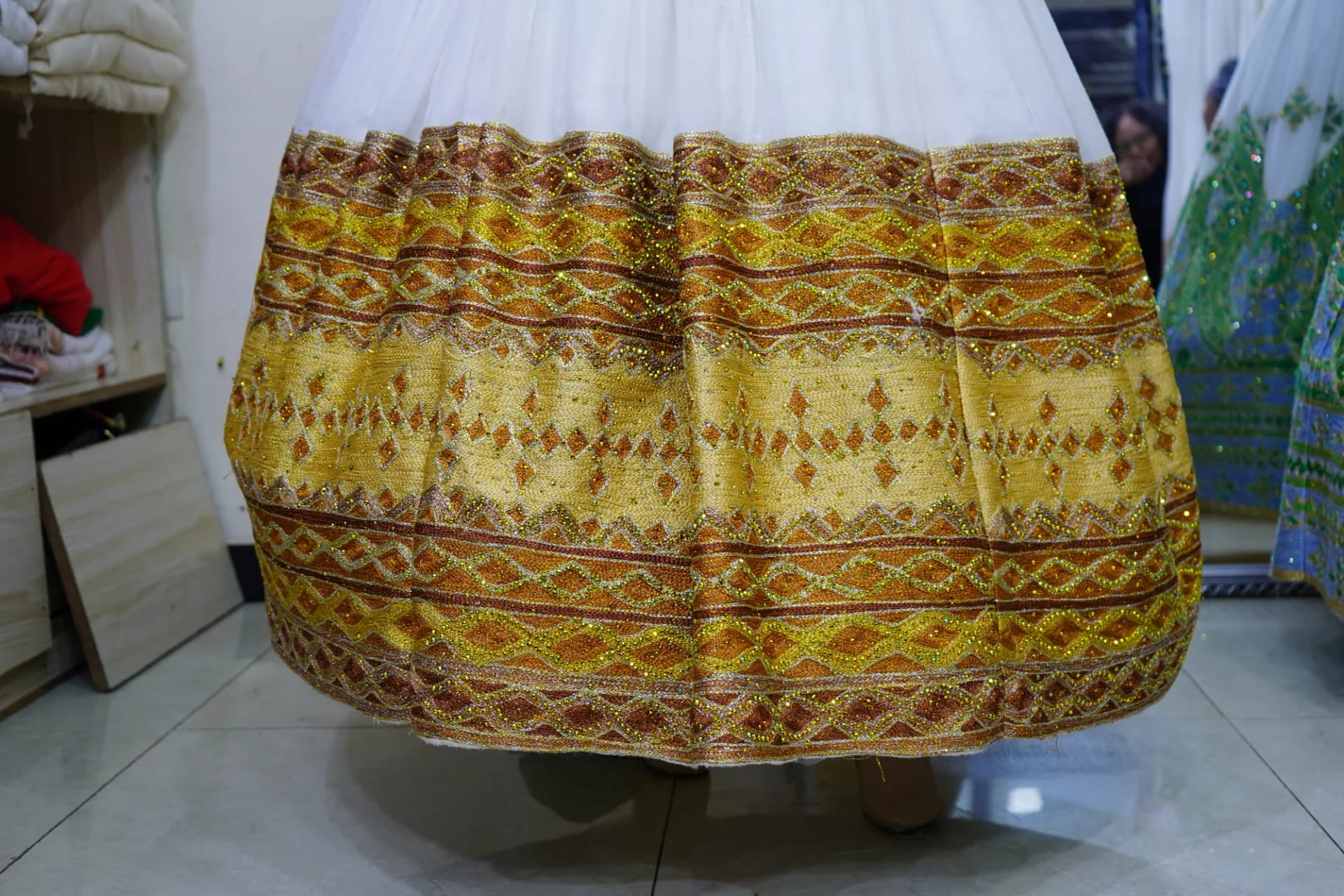 Luxury Bridal Habesha Kemis, Menen fabric, Detail — Dimiket Design