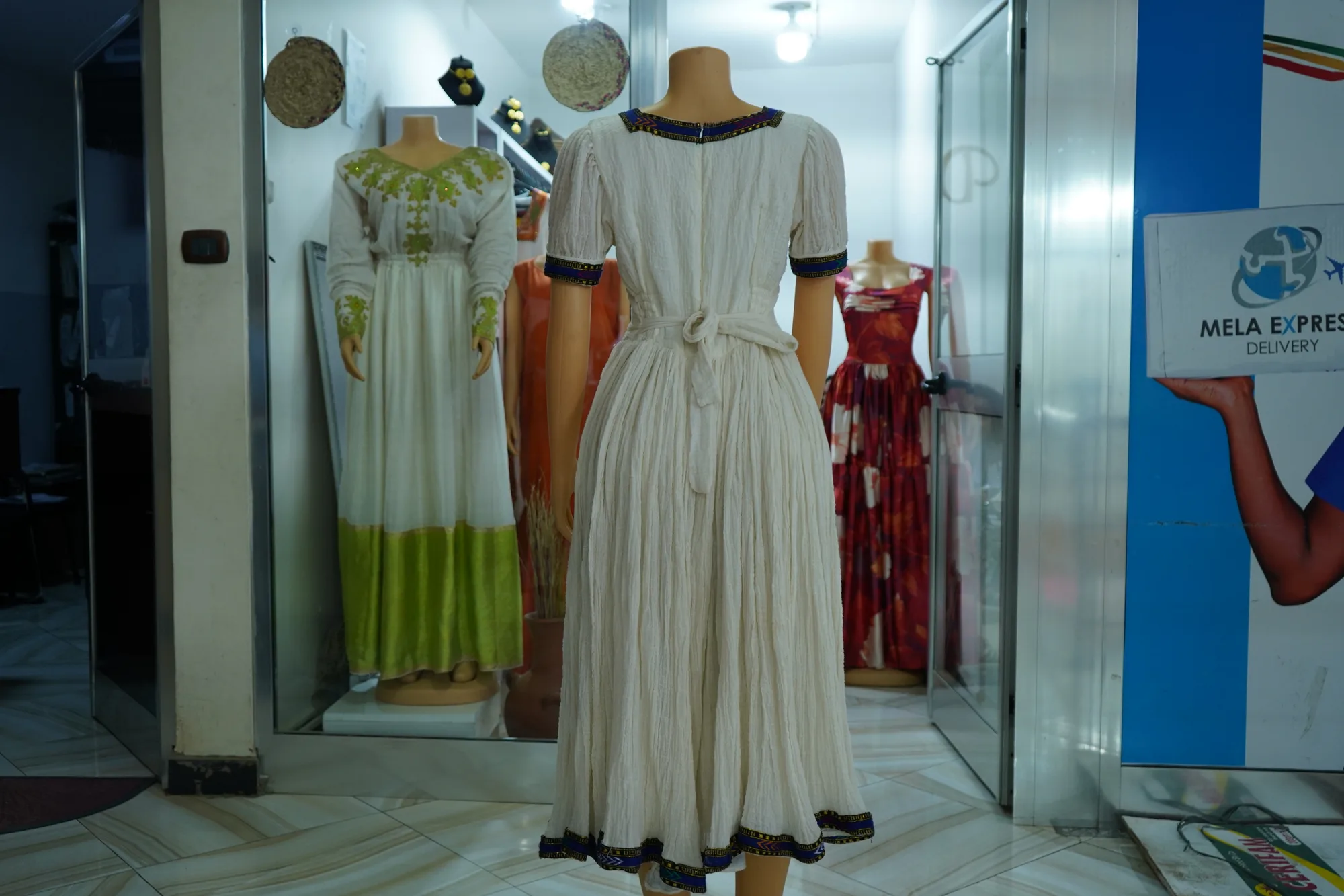Classic Traditional Habesha Couple Outfit, Habesha Kemis, Menen fabric, Back — Dink Habesha