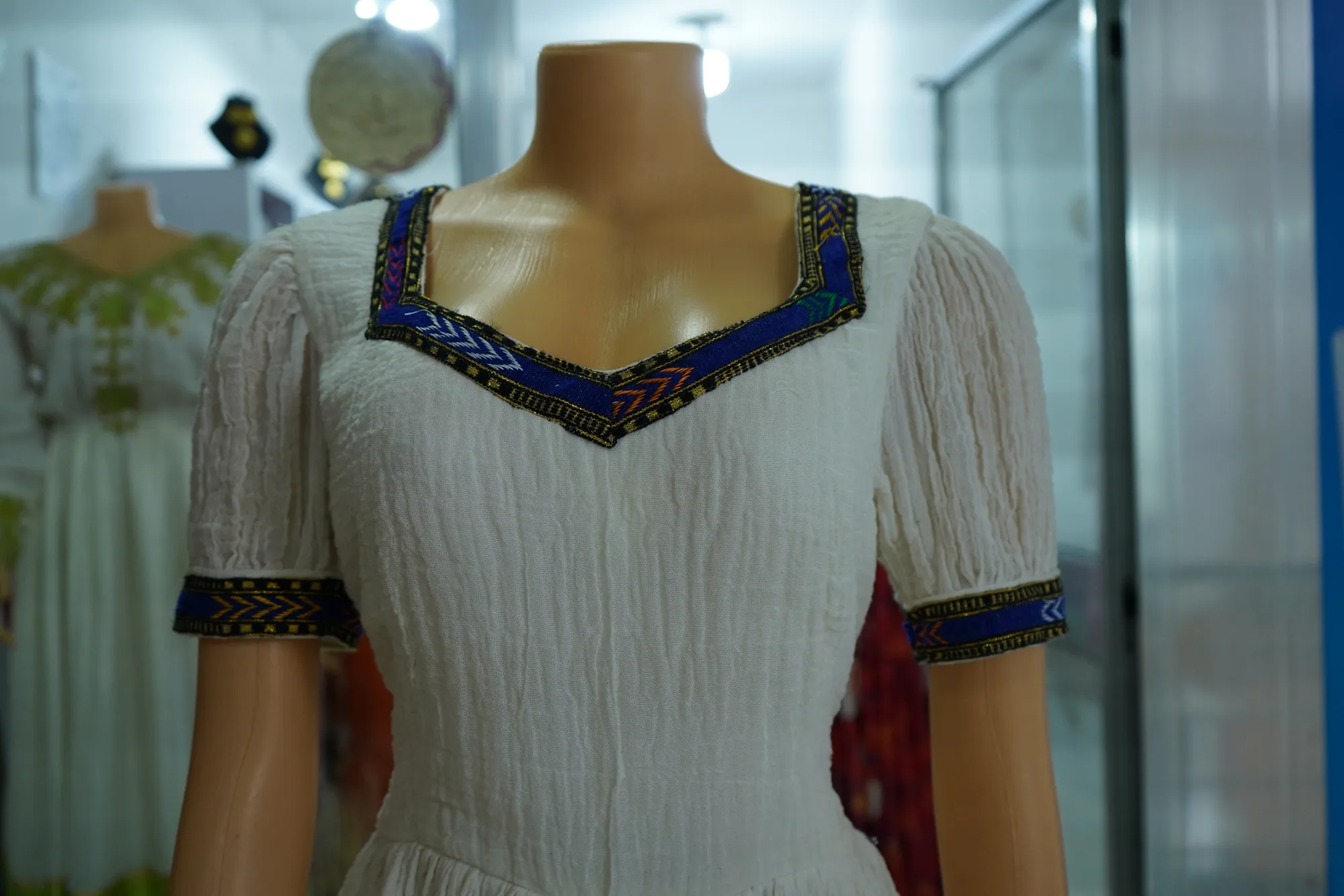 Classic Traditional Habesha Couple Outfit, Habesha Kemis, Menen fabric, Detail — Dink Habesha