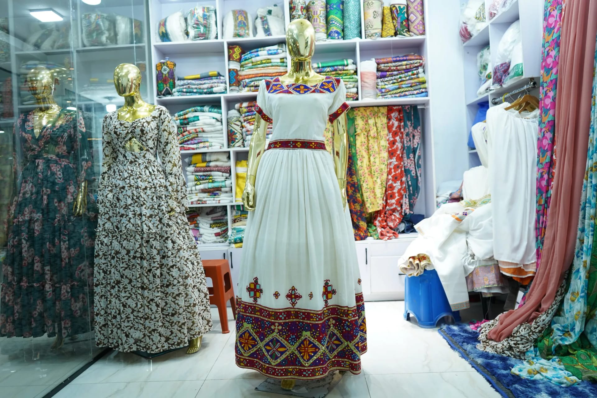 Luxury Family Traditional Clothing Collection, Habesha Kemis, Menen fabric, Front — Selam Habesha