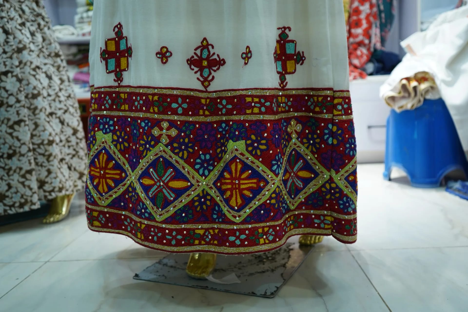 Luxury Family Traditional Clothing Collection, Habesha Kemis, Menen fabric, Detail — Selam Habesha