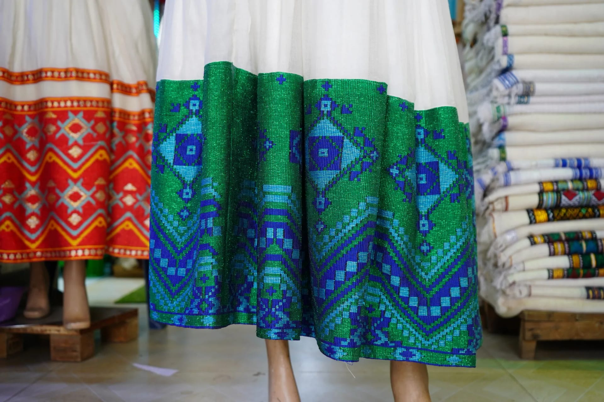Handmade Habesha Tibeb kemis, Habesha Kemis, Cotton Wool fabric, Detail — Abebech Tesema Cultural Clothe