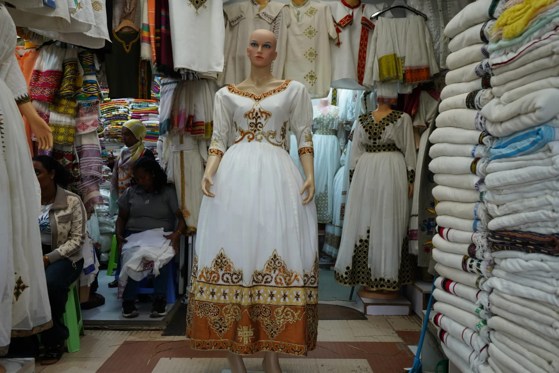 Modern cultural Habeshan Tibeb, Habesha Kemis, Menen Cotton wool fabric, Front — Hamere Noah Design