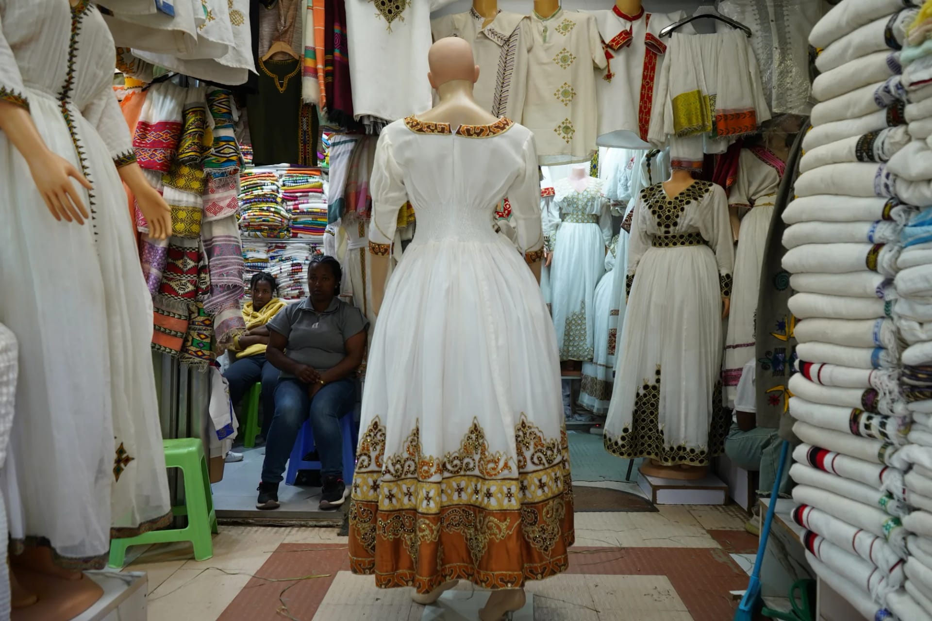 Modern cultural Habeshan Tibeb, Habesha Kemis, Menen Cotton wool fabric, Back — Hamere Noah Design