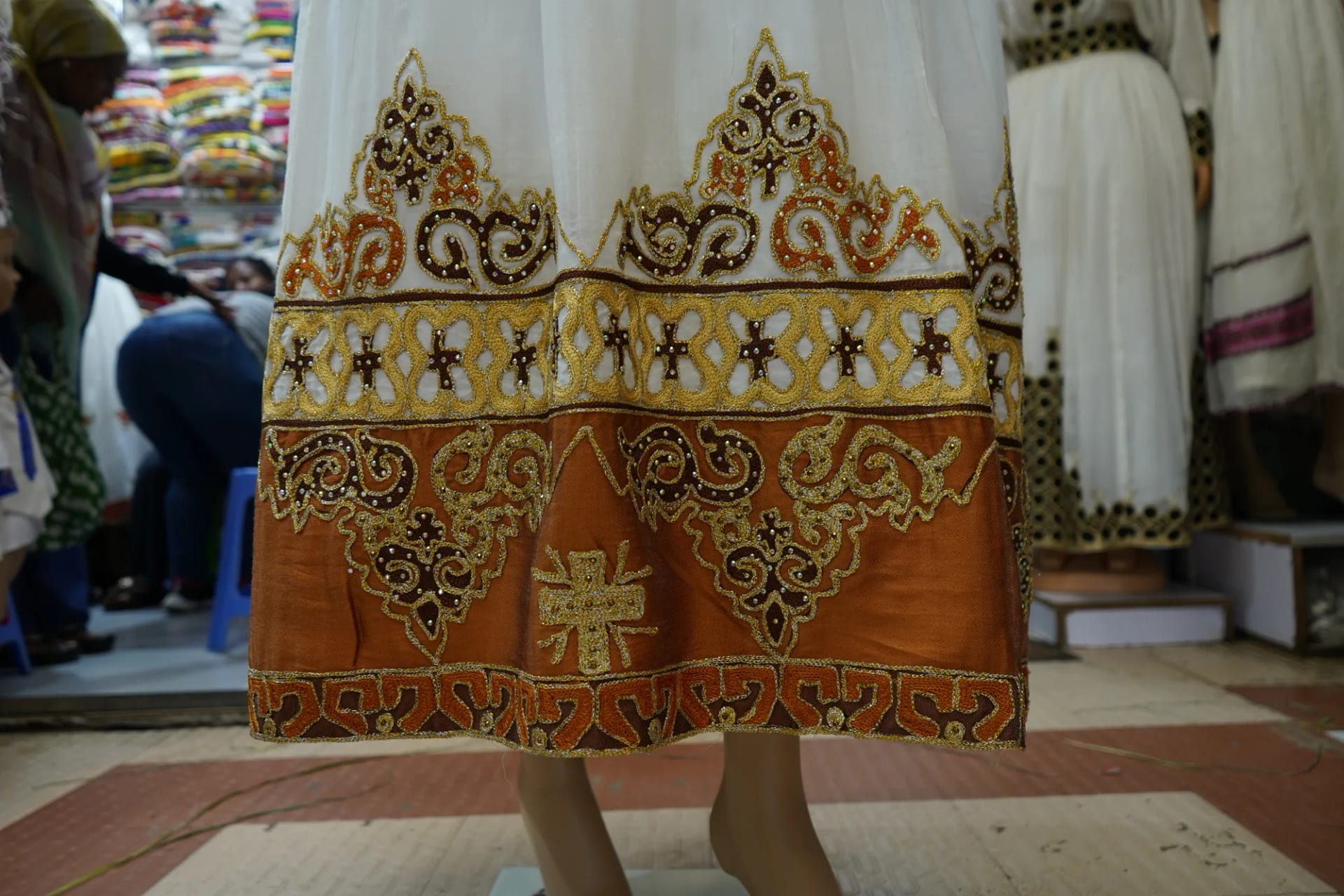 Modern cultural Habeshan Tibeb, Habesha Kemis, Menen Cotton wool fabric, Detail — Hamere Noah Design